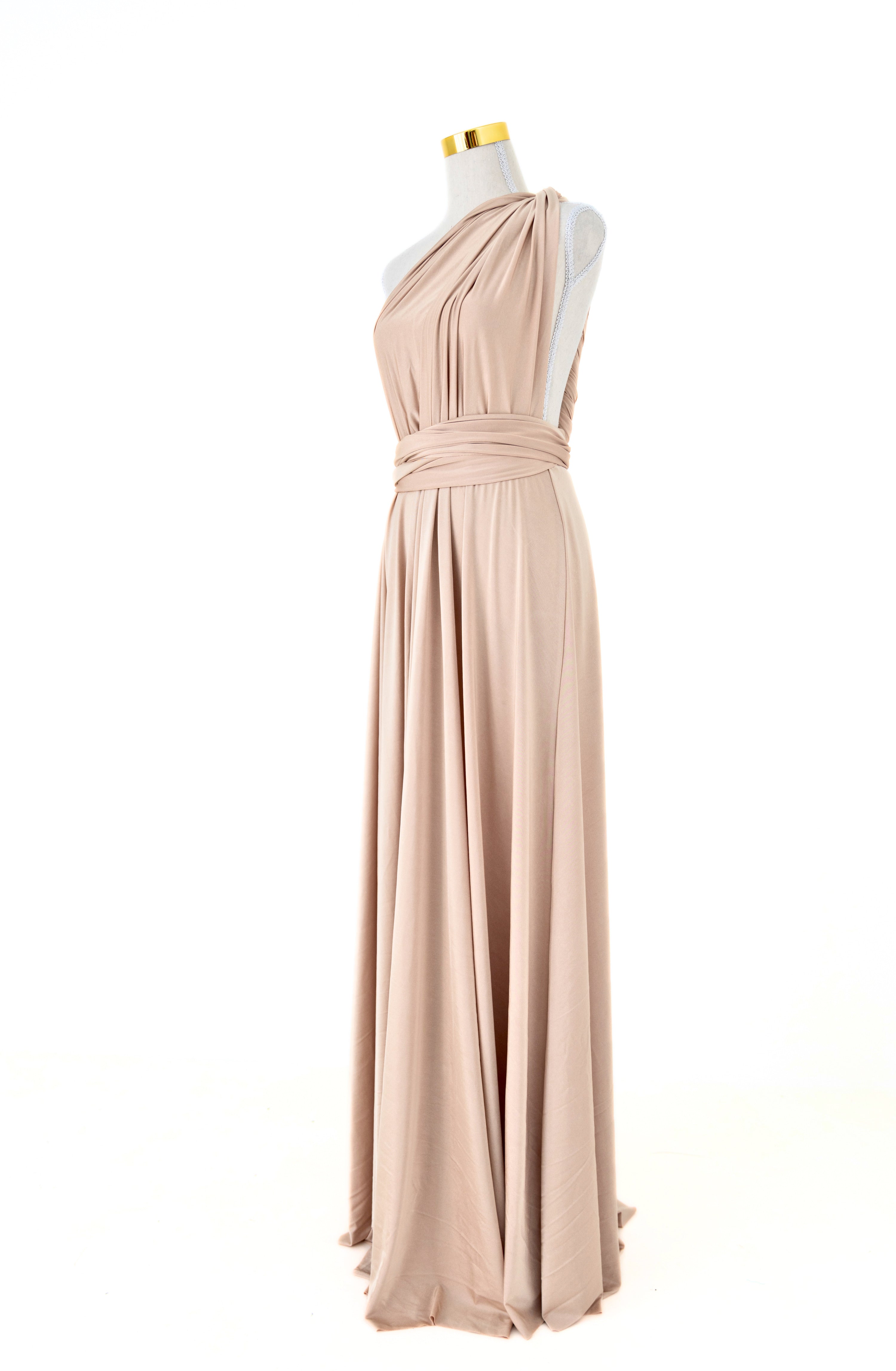 Luxe Satin Infinity Gown in Champagne