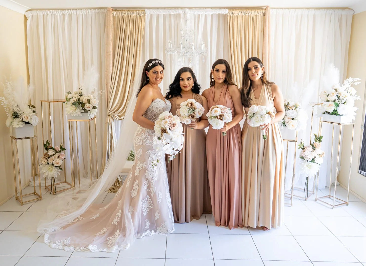 Luxe Satin Infinity Gown in Champagne