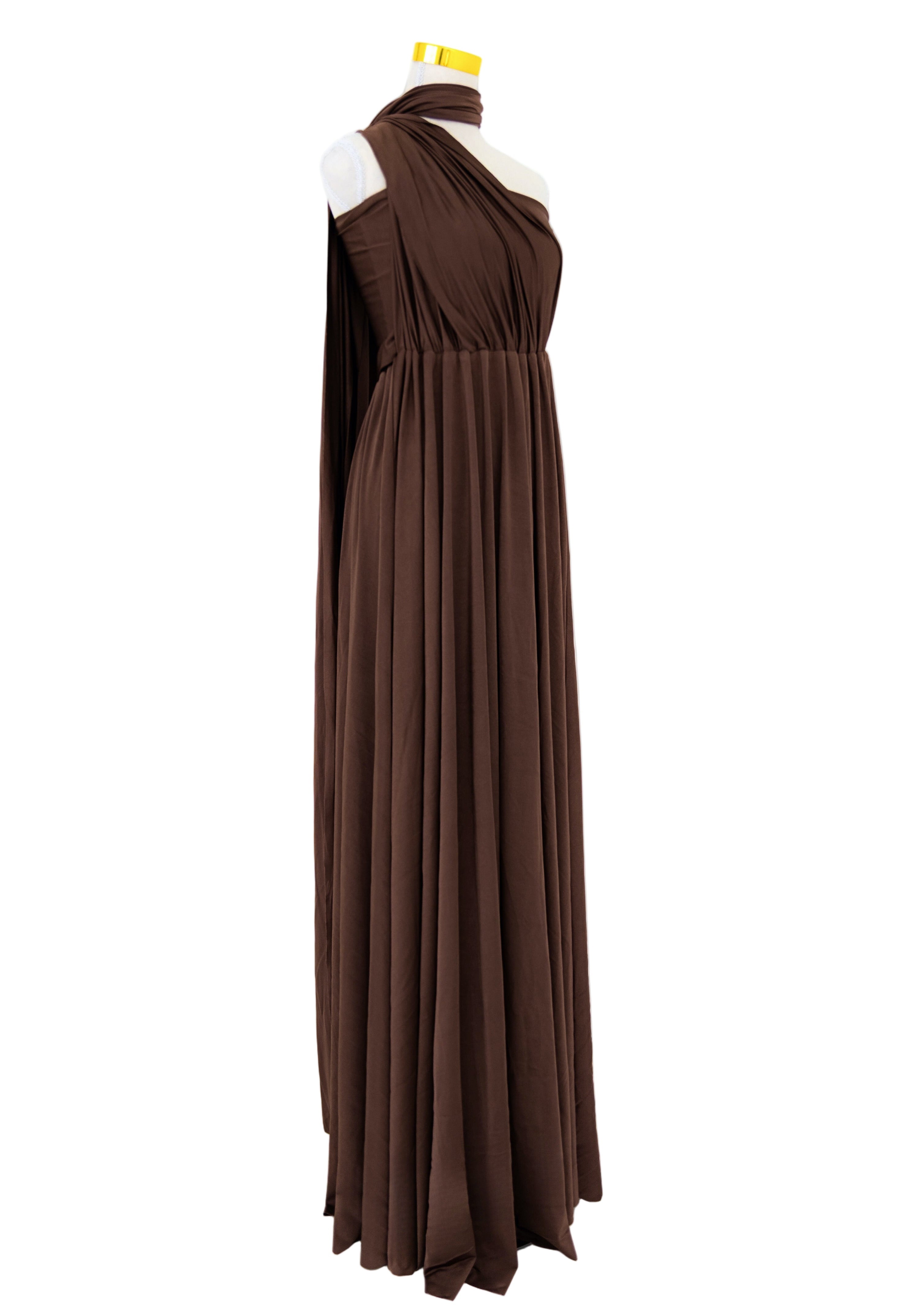 Chocolate Luxe Satin Infinity Gown