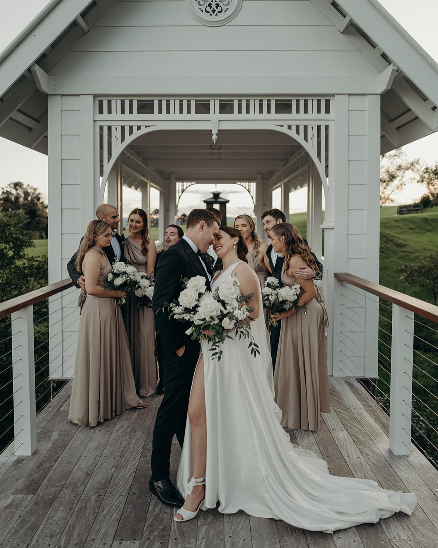 Latte Luxe Satin Infinity Gown