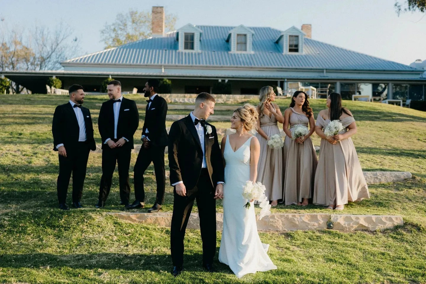 Luxe Satin Infinity Gown in Champagne