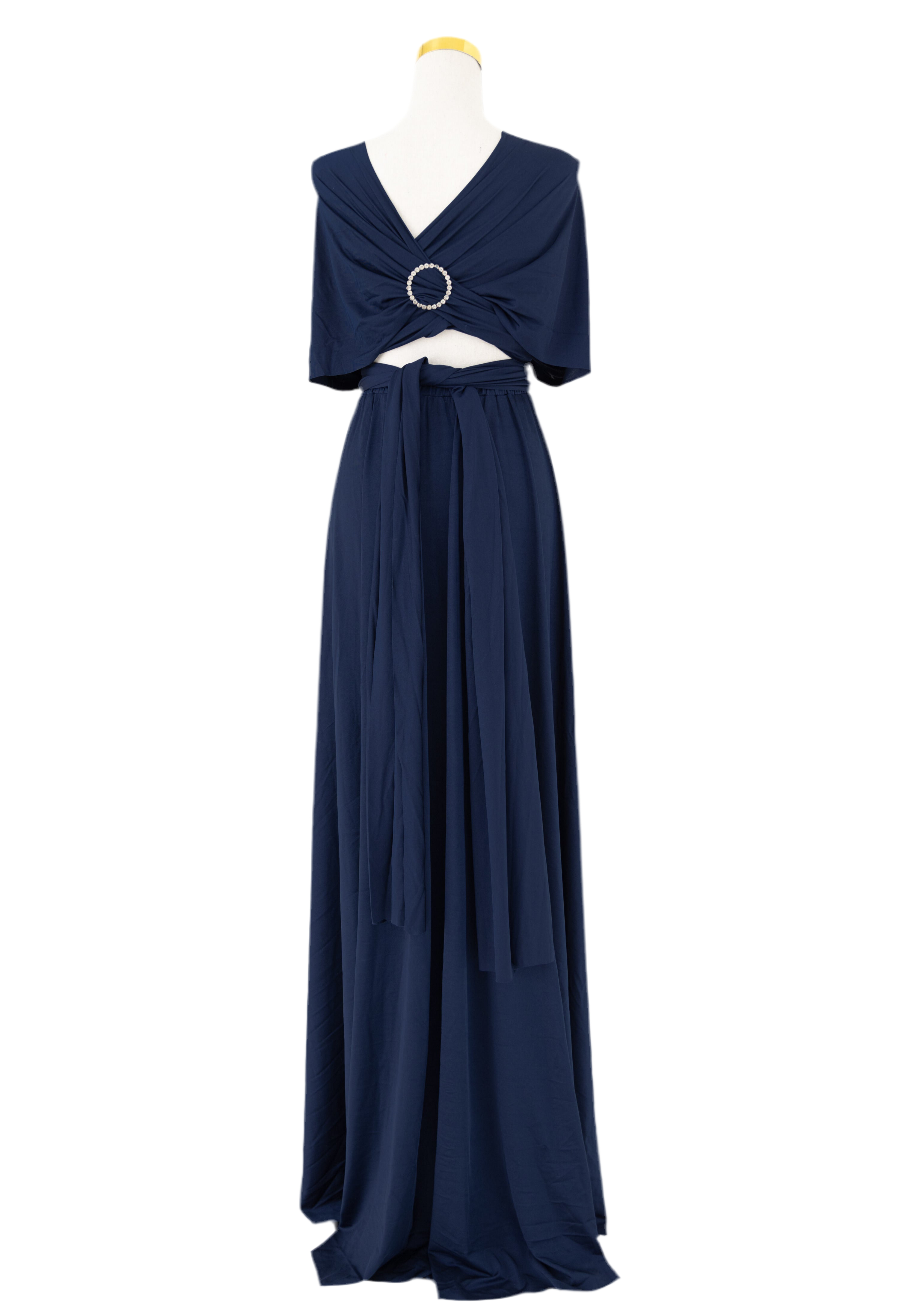 Luxe Satin Infinity Gown in Navy
