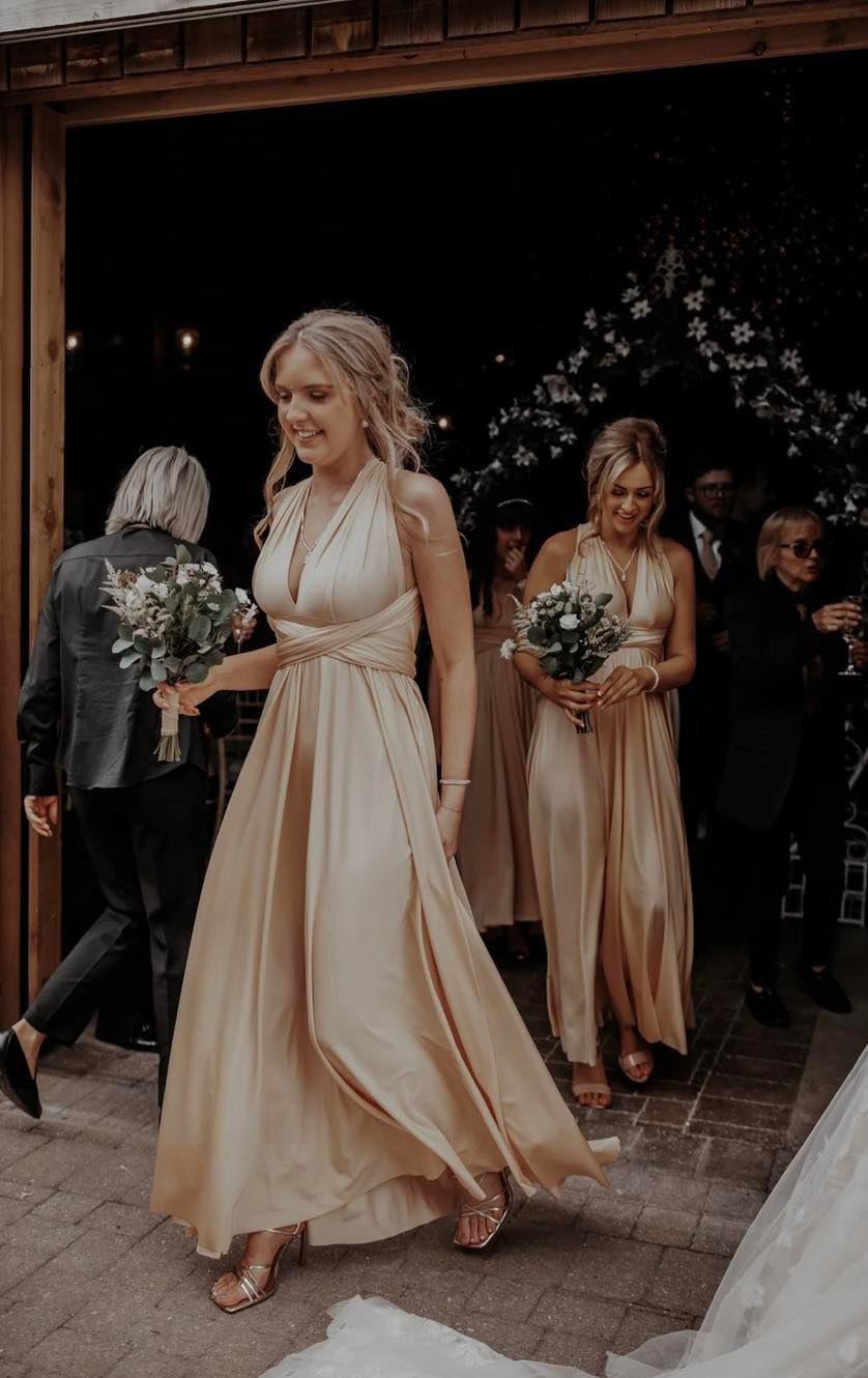 Luxe Satin Infinity Gown in Lemon - The Gown House