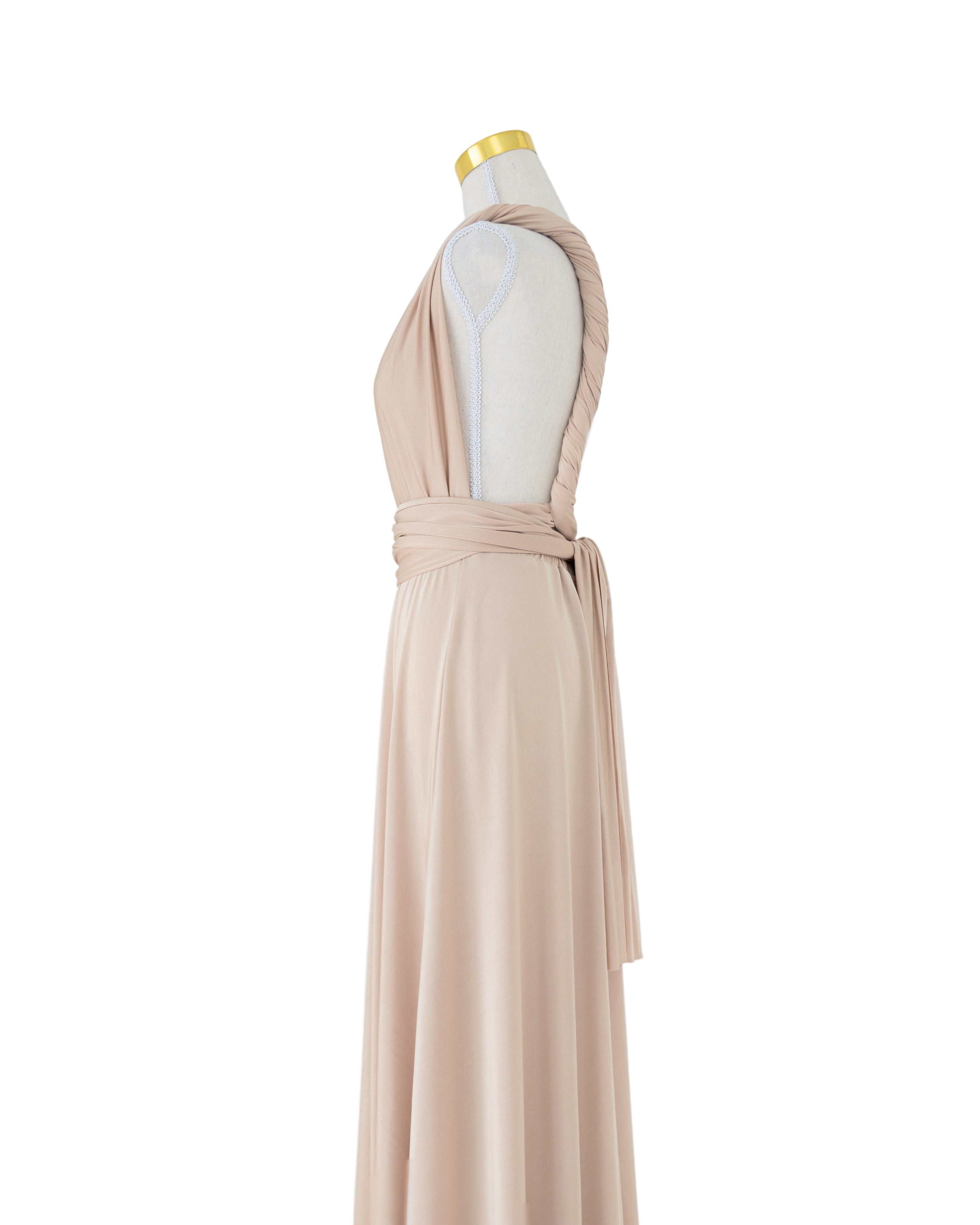 Luxe Satin Infinity Gown in Champagne