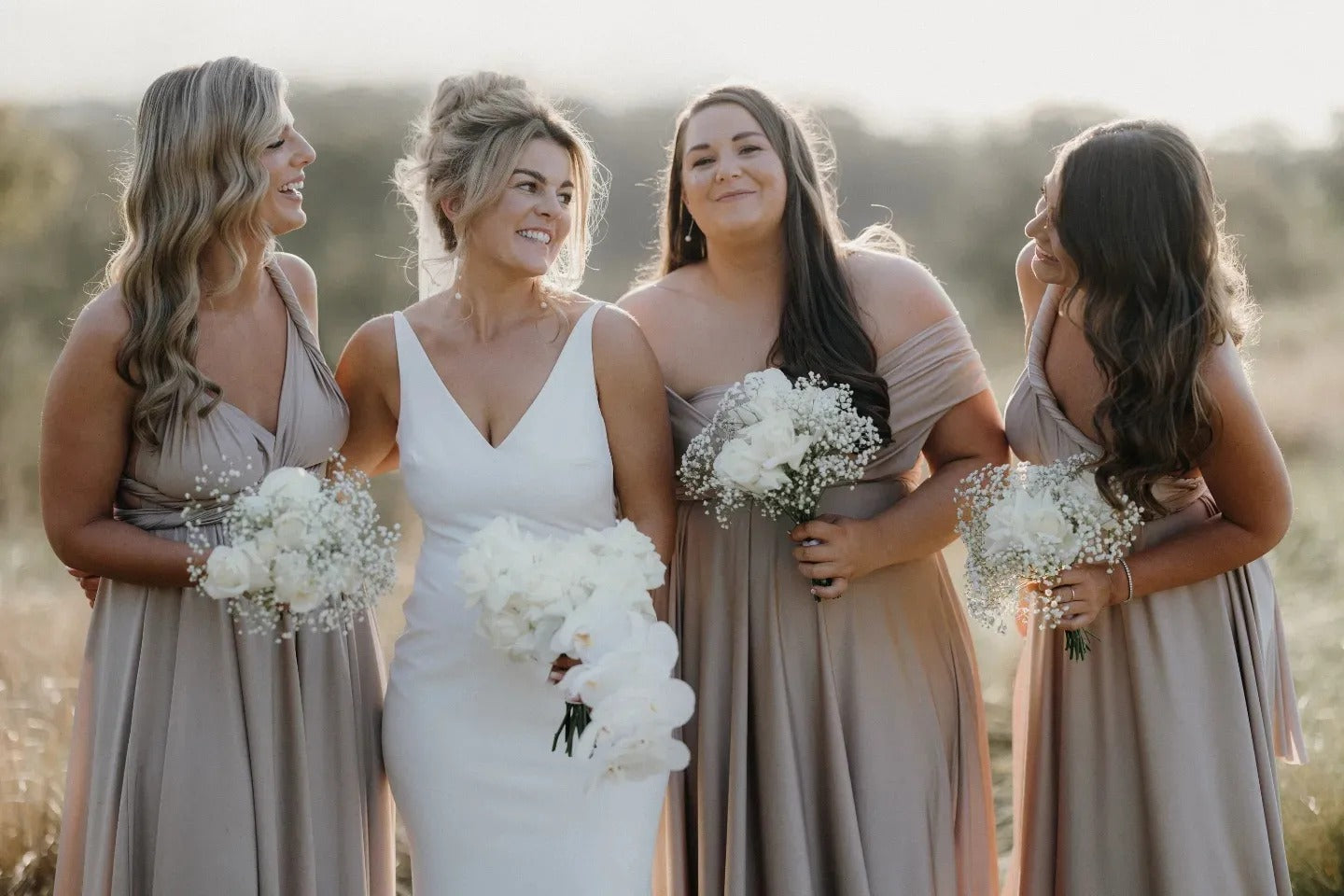 Luxe Satin Infinity Gown in Champagne
