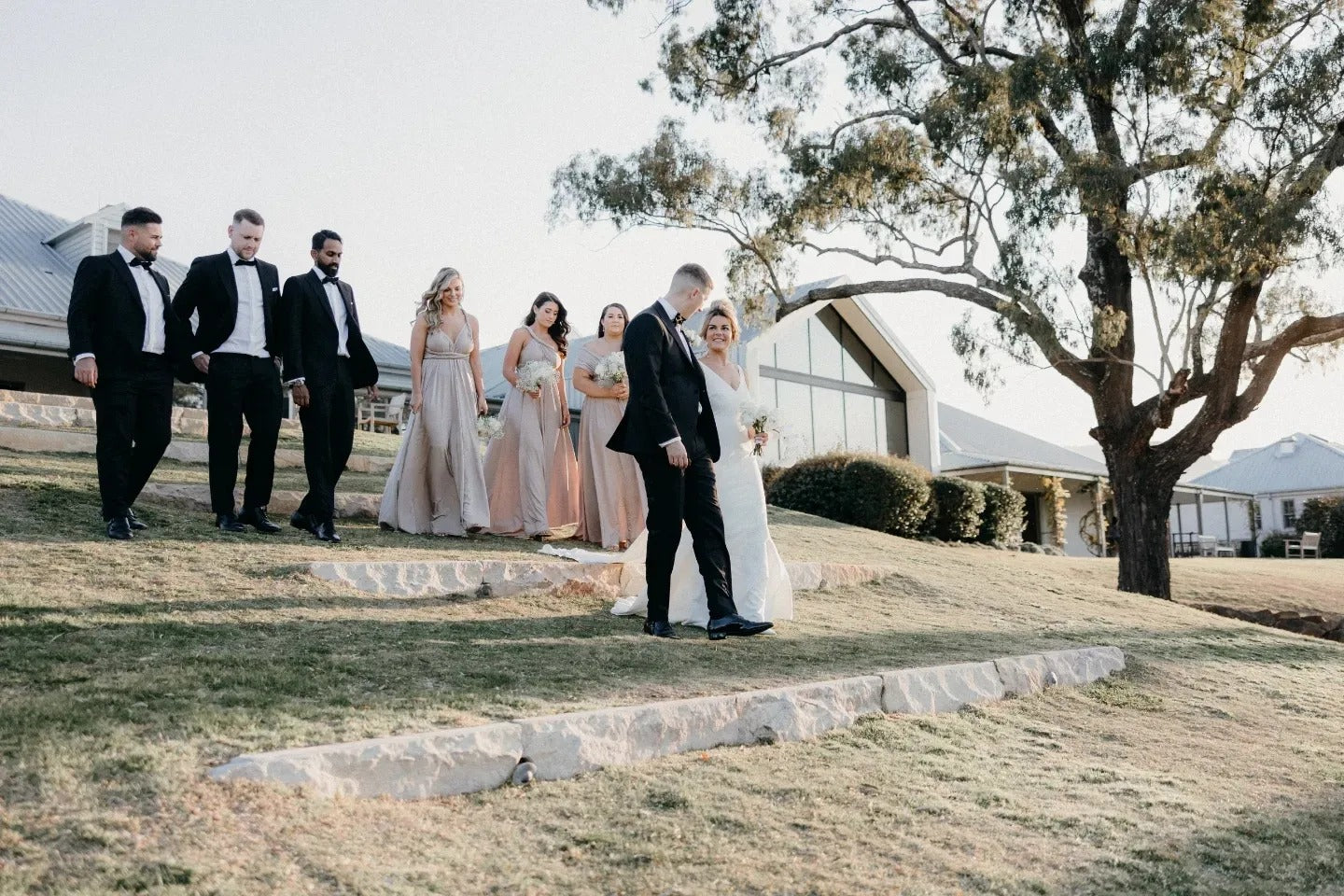 Luxe Satin Infinity Gown in Champagne