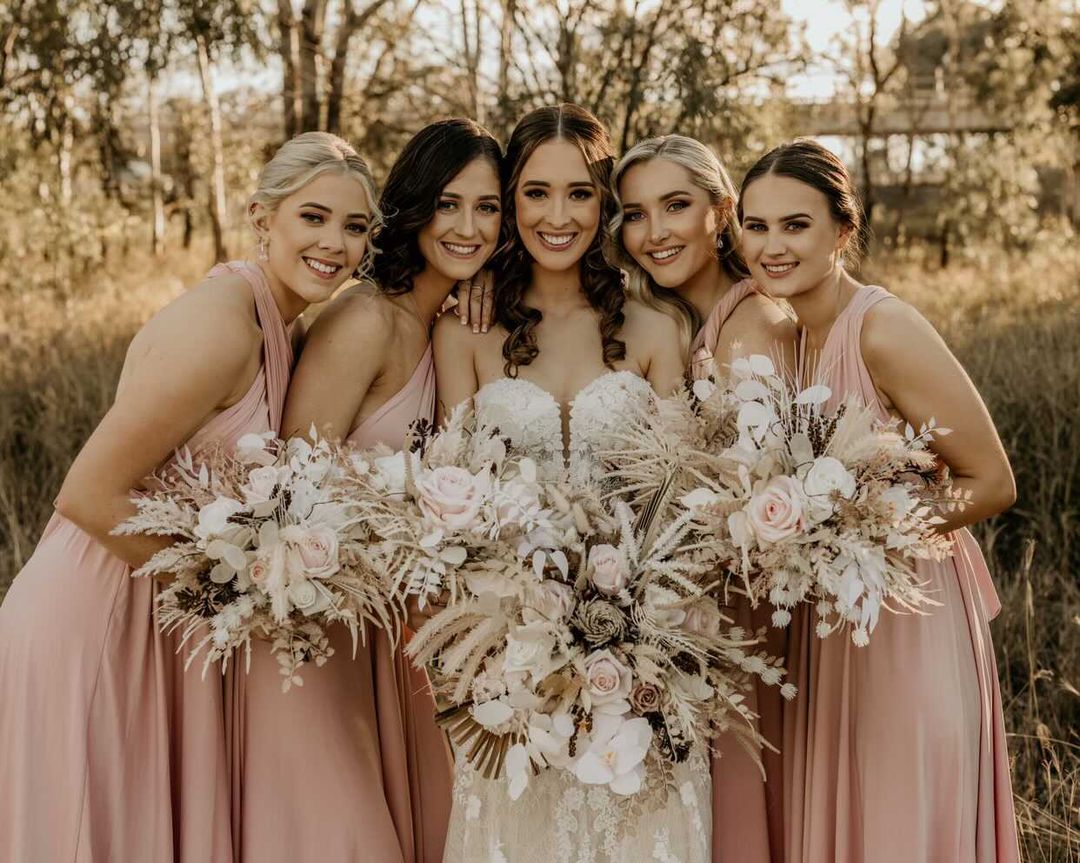 Luxe Satin Infinity Gown in Blush Pink
