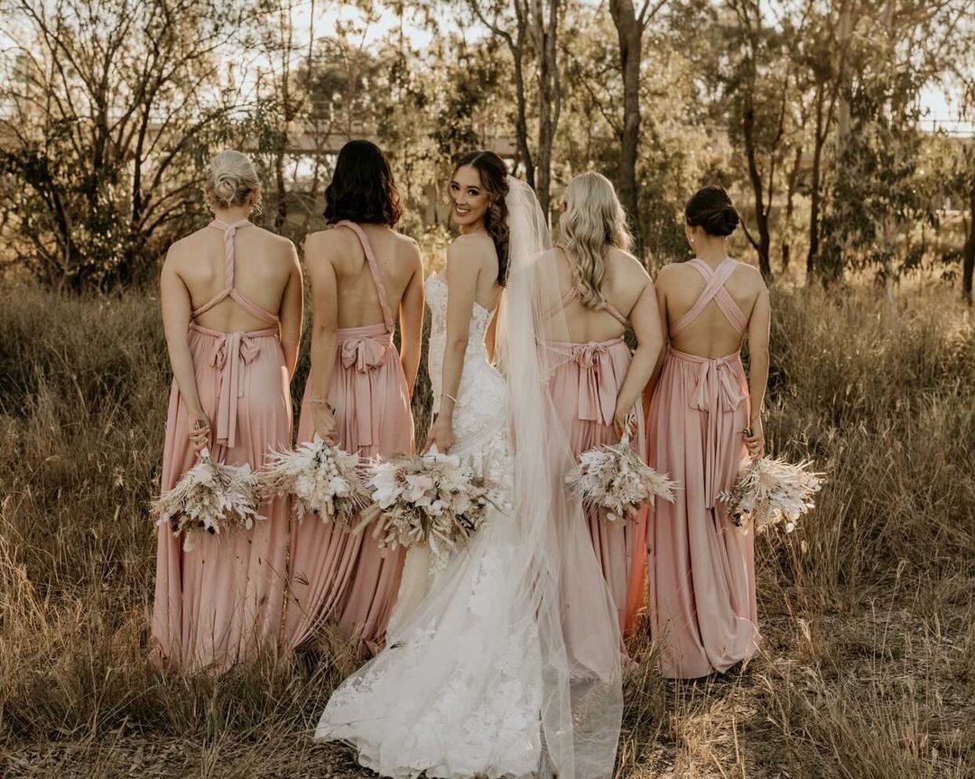 Luxe Satin Infinity Gown in Blush Pink