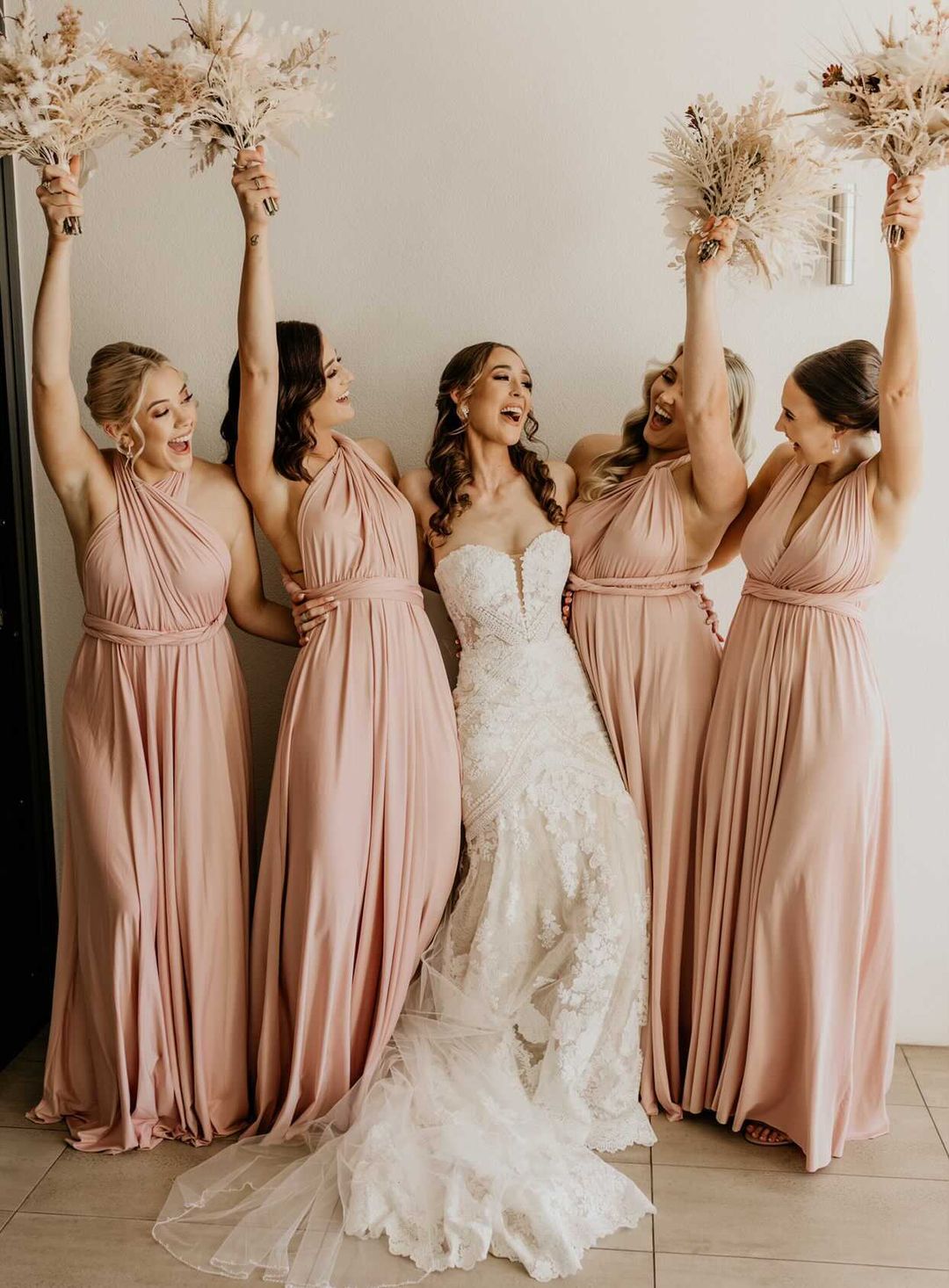 Luxe Satin Infinity Gown in Blush Pink