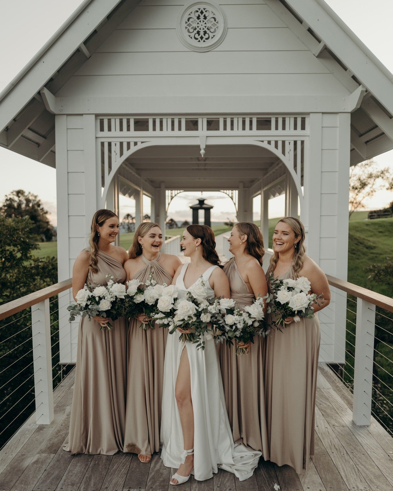Latte Luxe Satin Infinity Gown