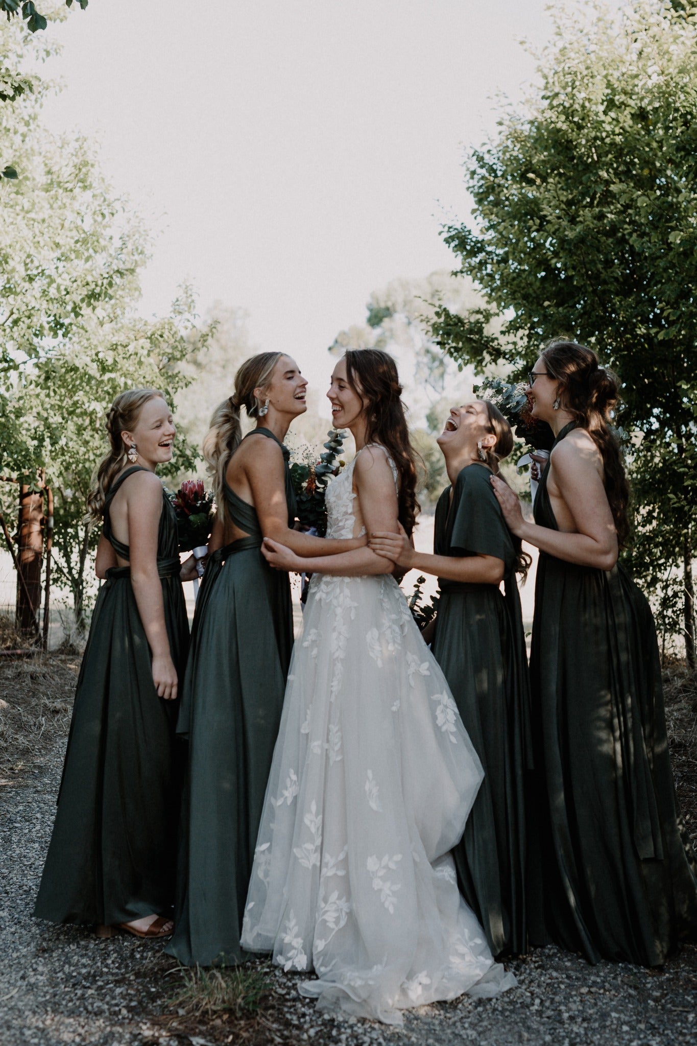 Olive Luxe Satin Infinity Gown - The Gown House