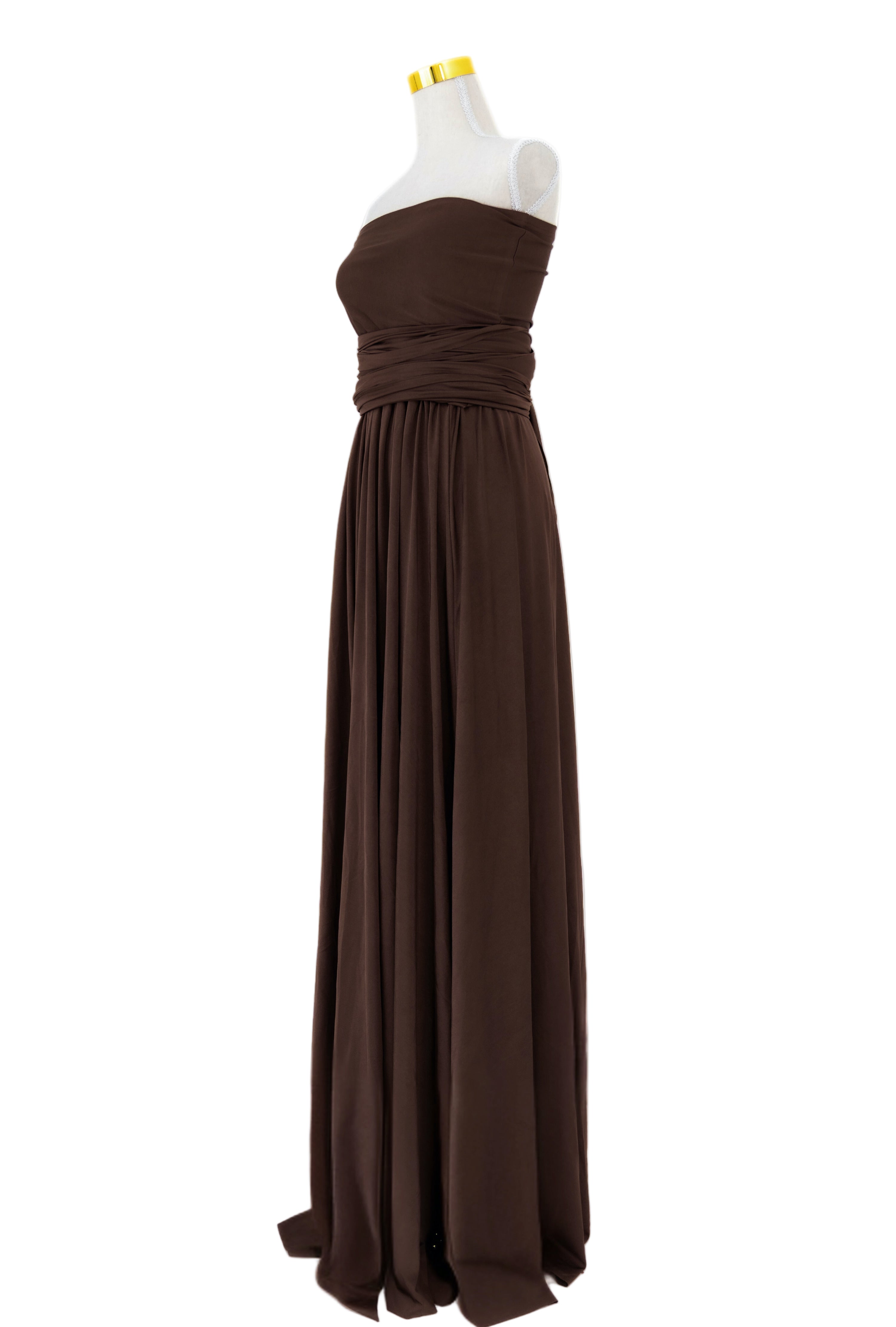 Chocolate Luxe Satin Infinity Gown