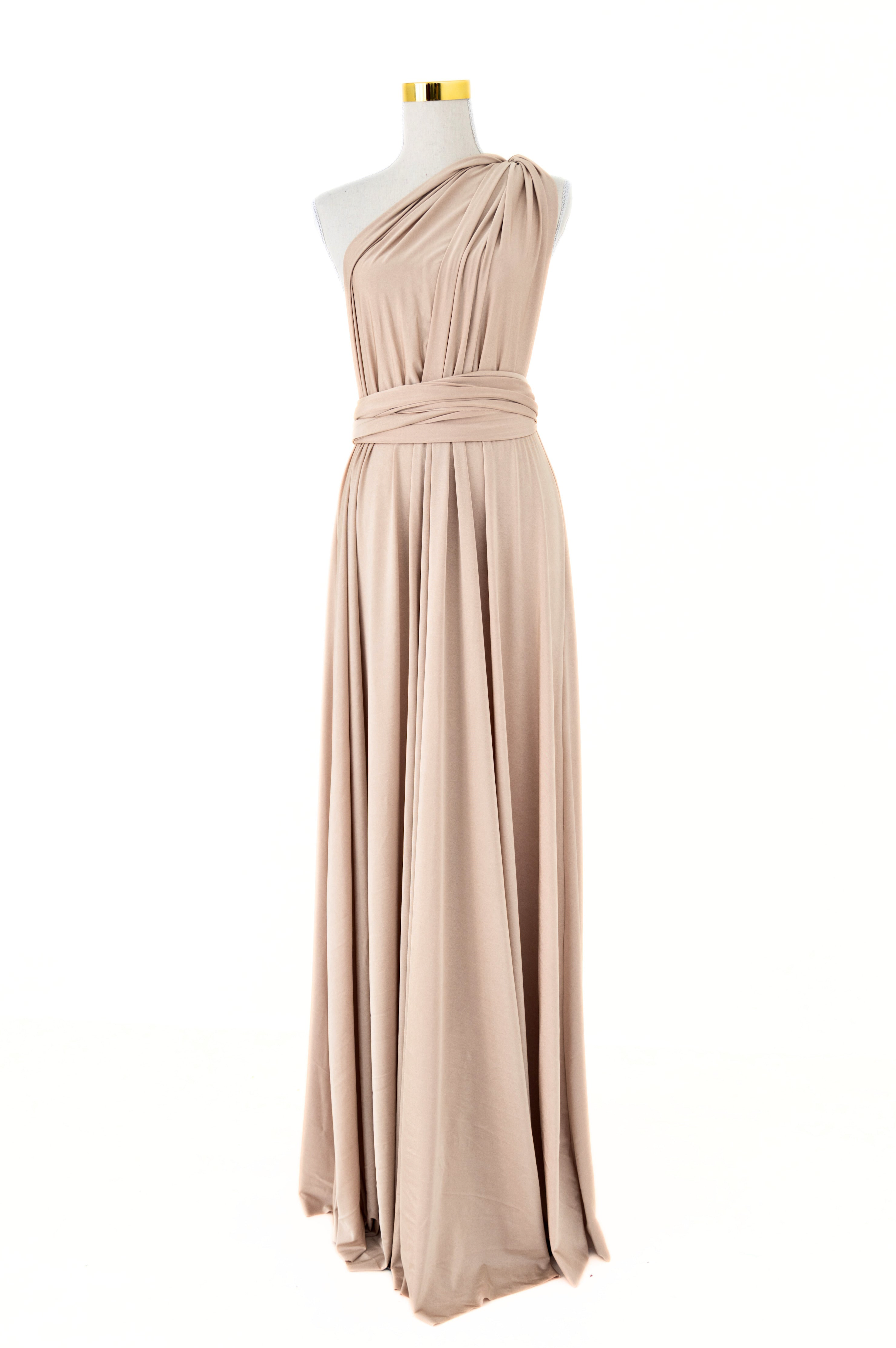 Luxe Satin Infinity Gown in Champagne
