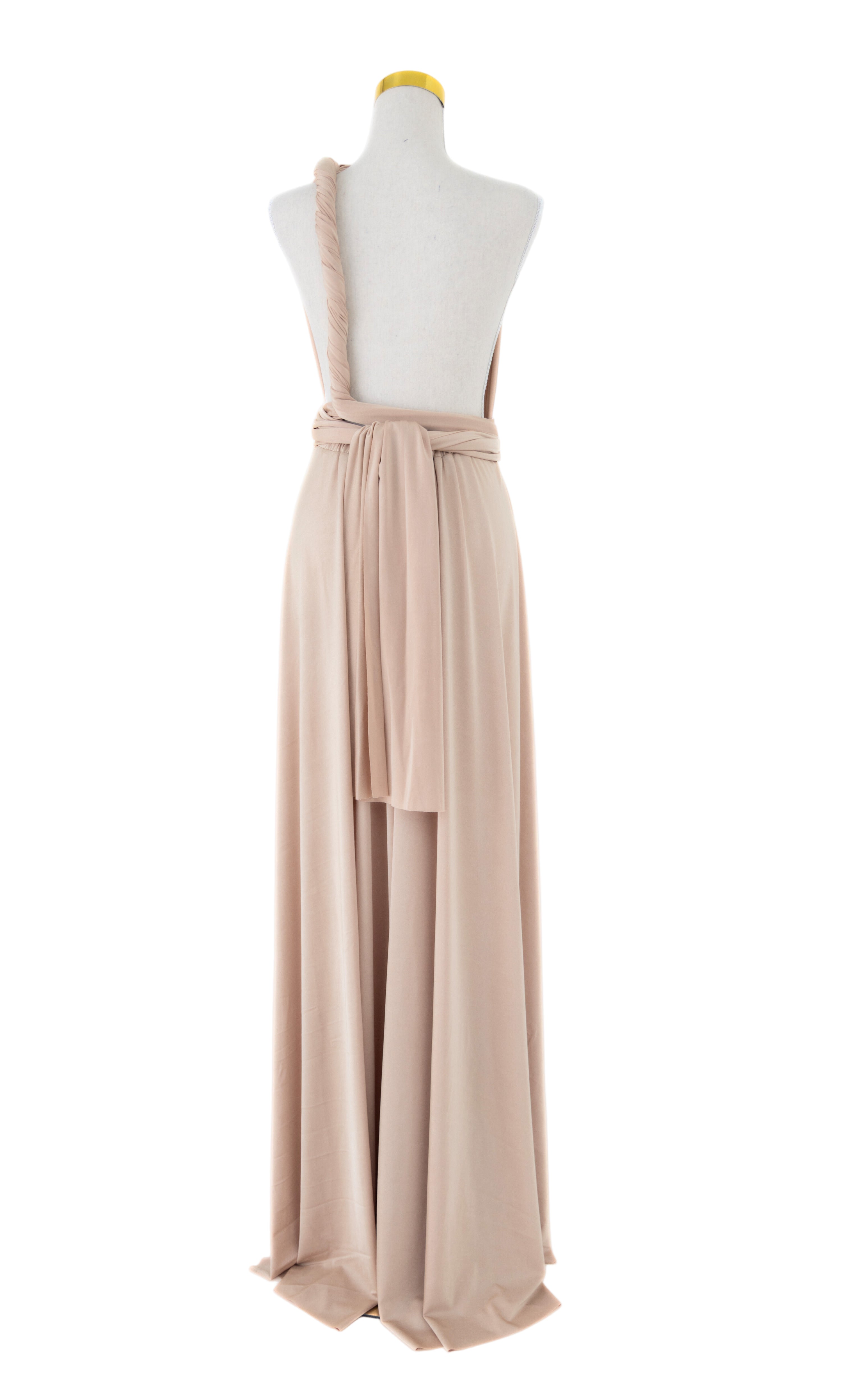 Luxe Satin Infinity Gown in Champagne
