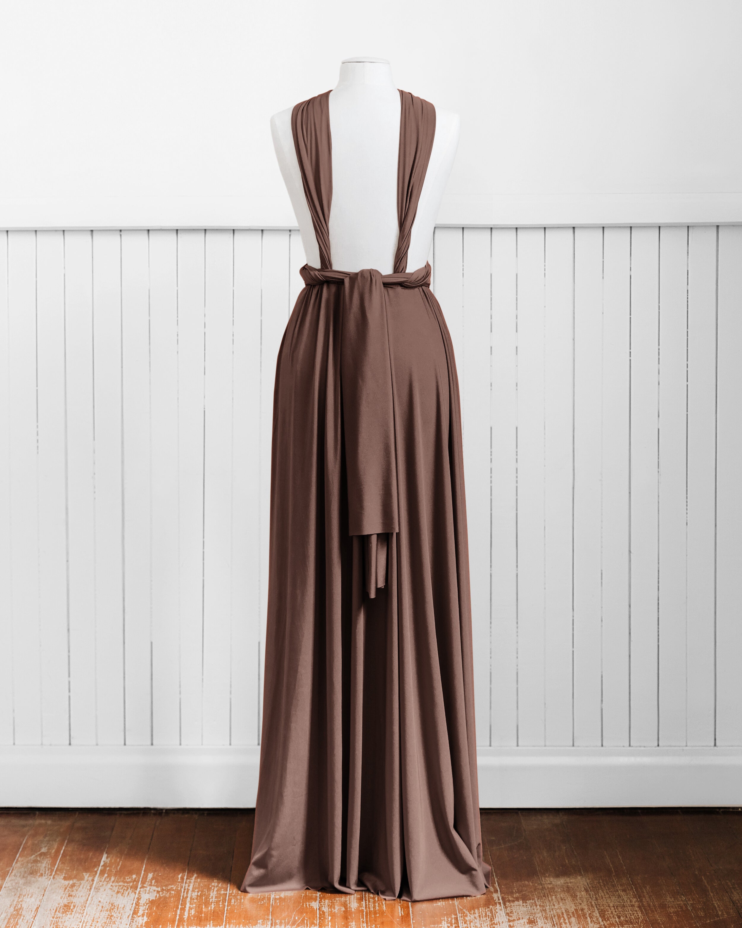 Luxe Satin Infinity Gown in Chocolate - The Gown House