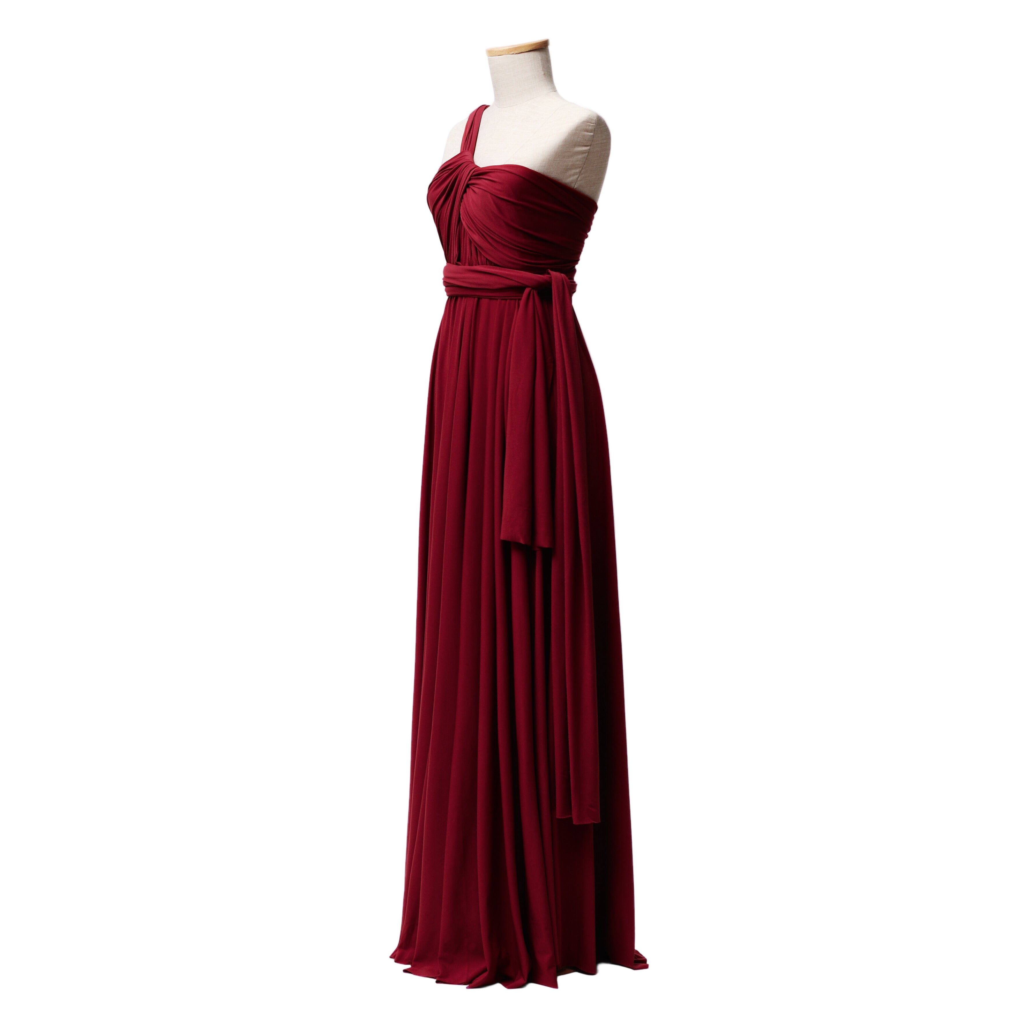 Luxe Satin Infinity Gown in Burgundy