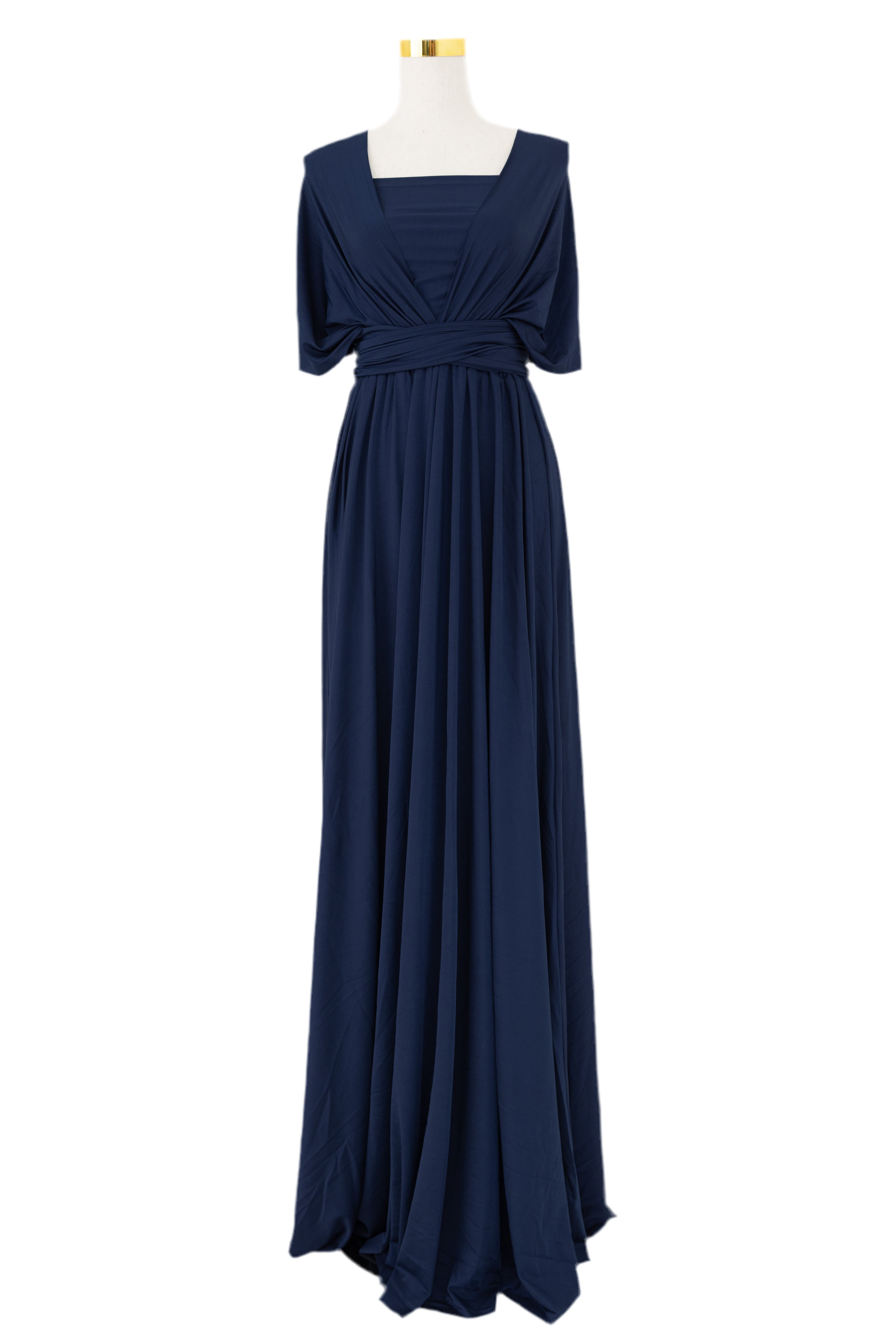 Luxe Satin Infinity Gown in Navy