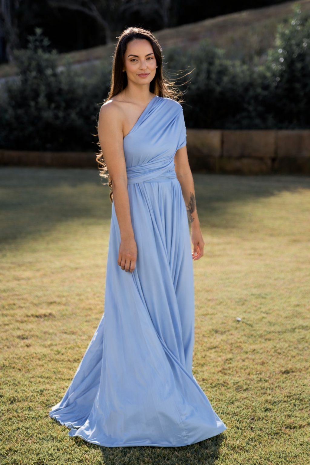 Dusty Blue Classic Infinity Gown - The Gown House