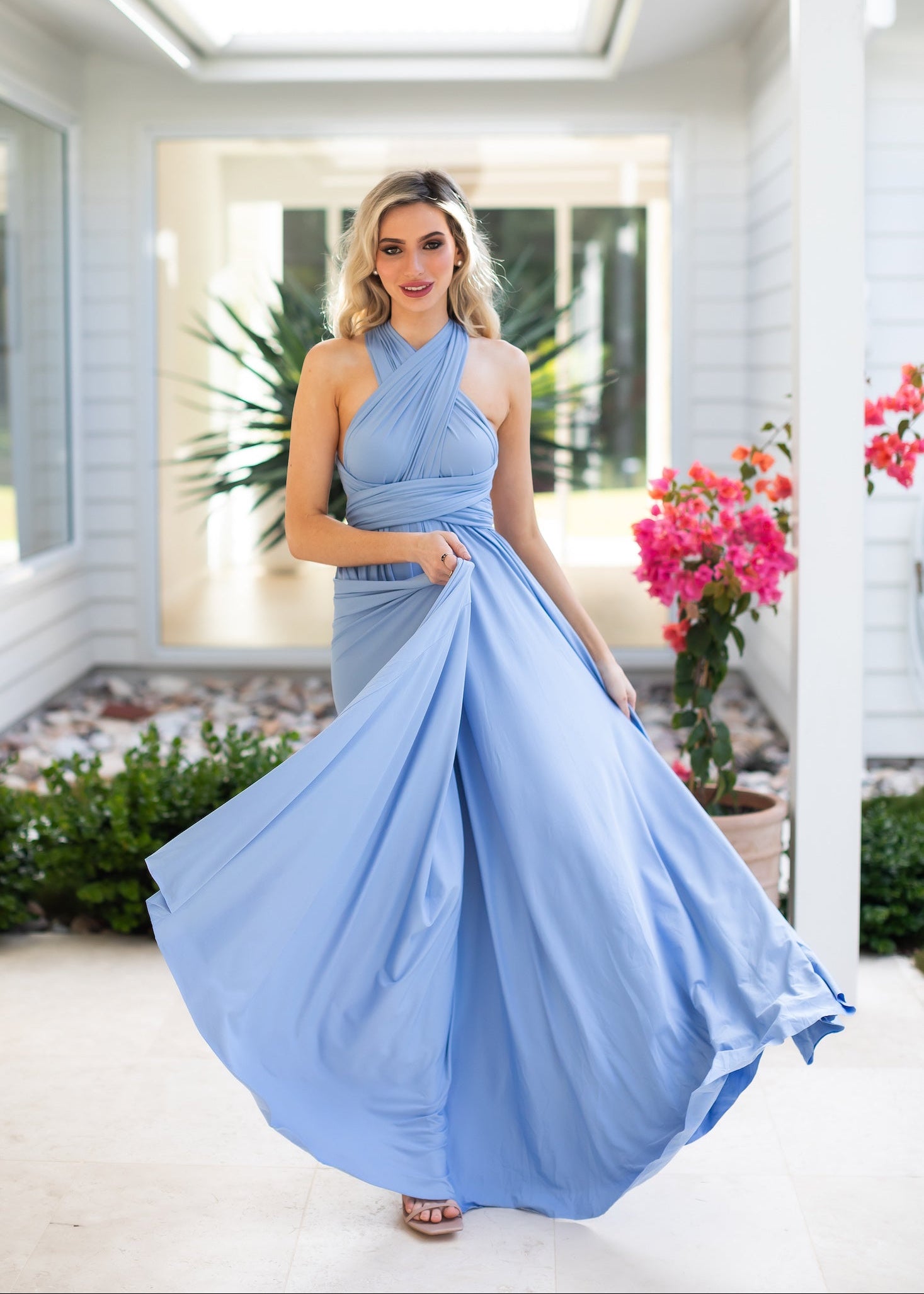 Dusty Blue Classic Infinity Gown - The Gown House