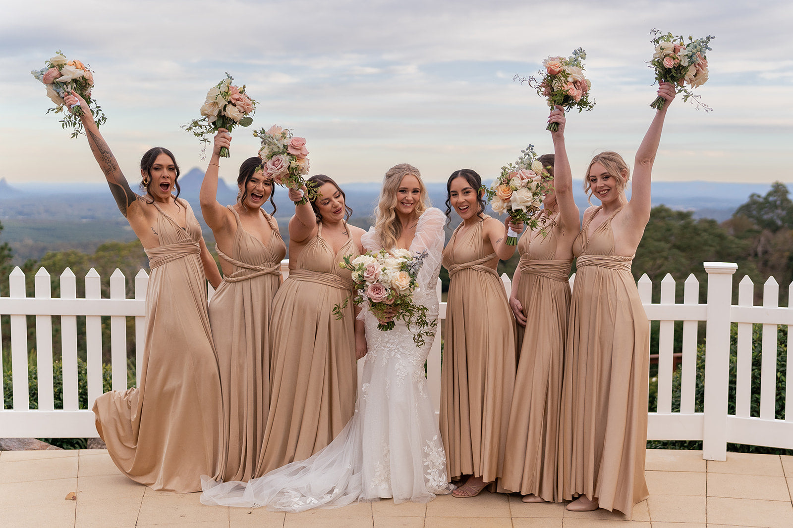 Luxe Satin Infinity Gown in Champagne