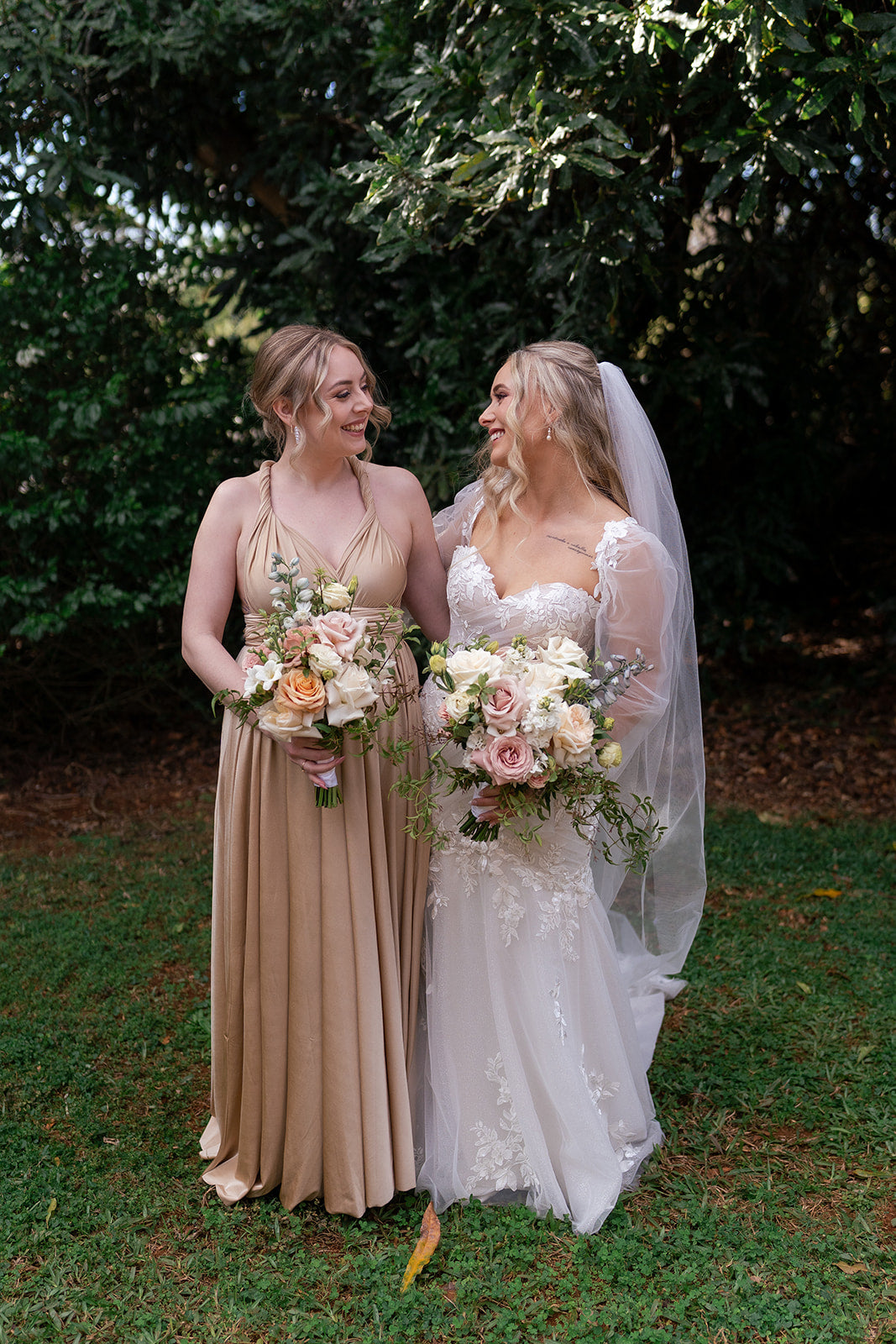 Luxe Satin Infinity Gown in Champagne