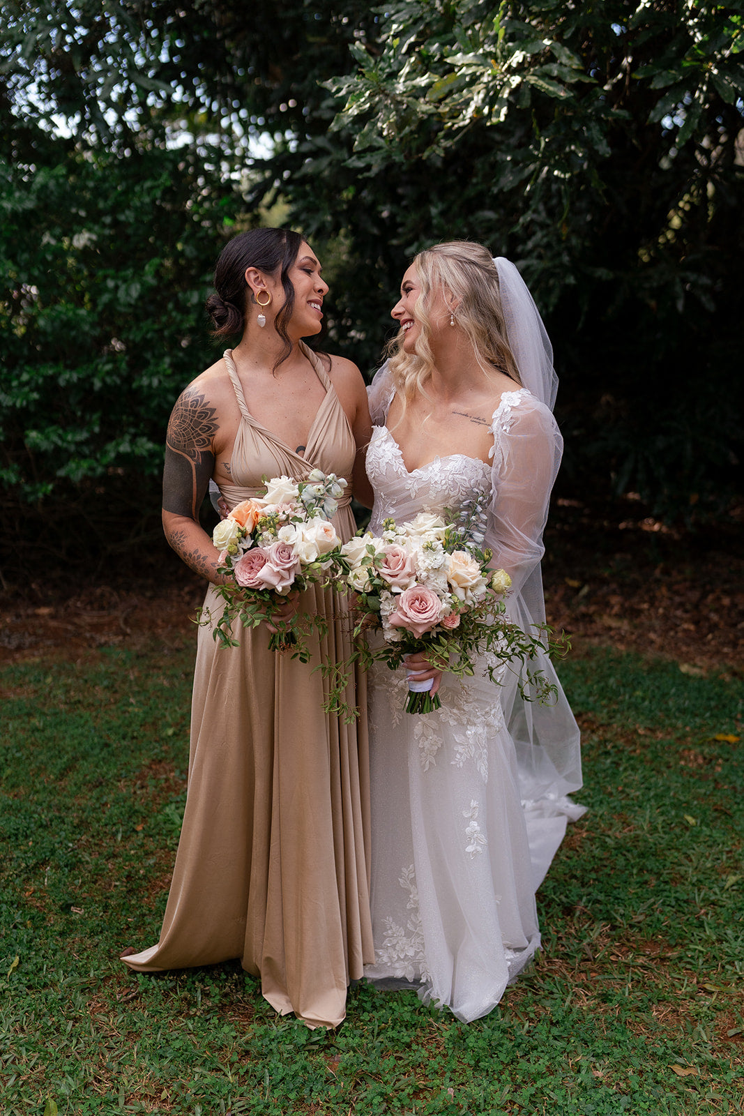 Luxe Satin Infinity Gown in Champagne