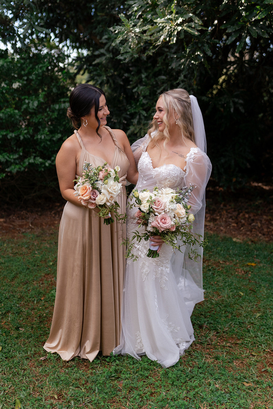 Luxe Satin Infinity Gown in Champagne