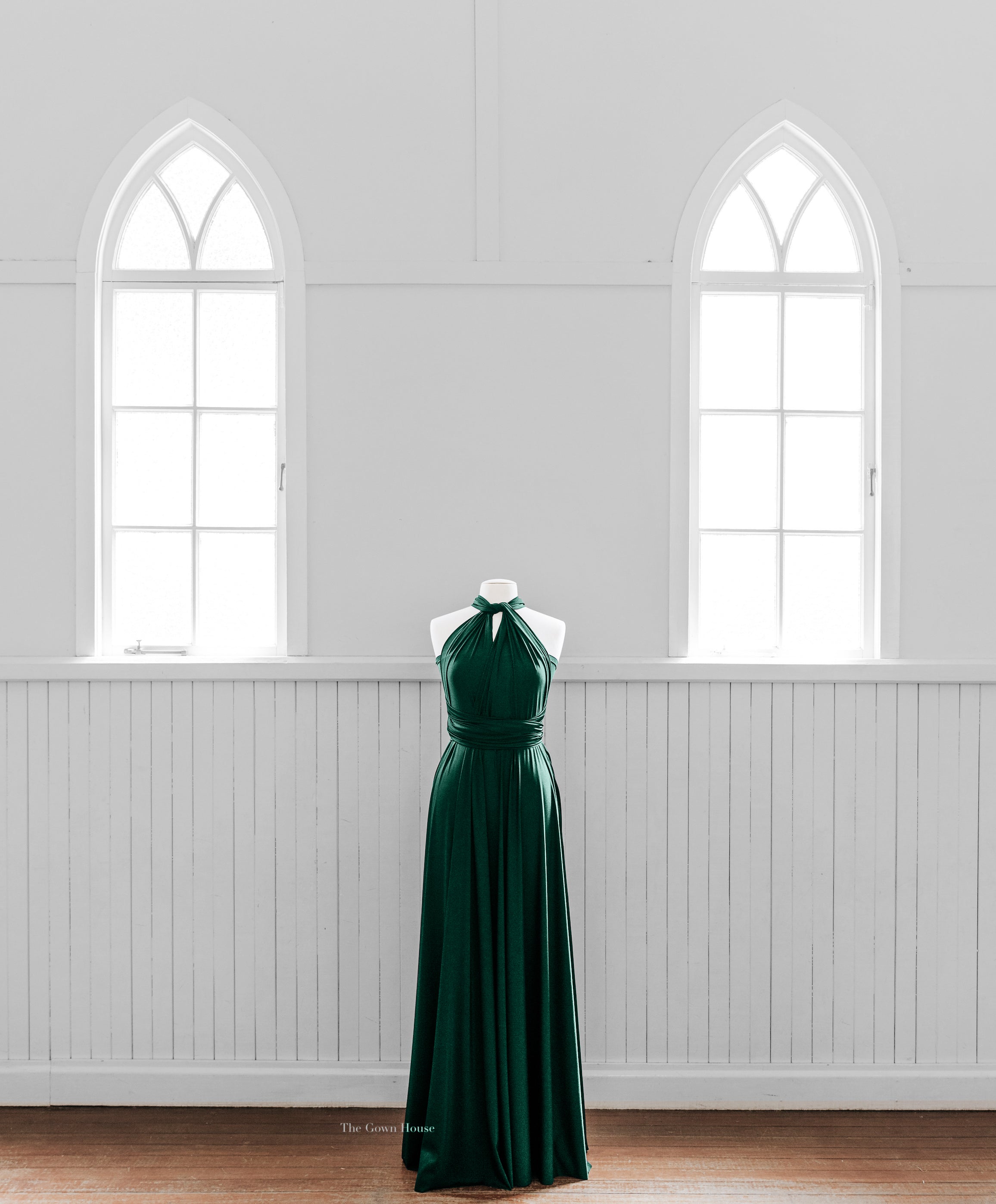 Luxe Satin Infinity Gown in Emerald COMING SOON - The Gown House