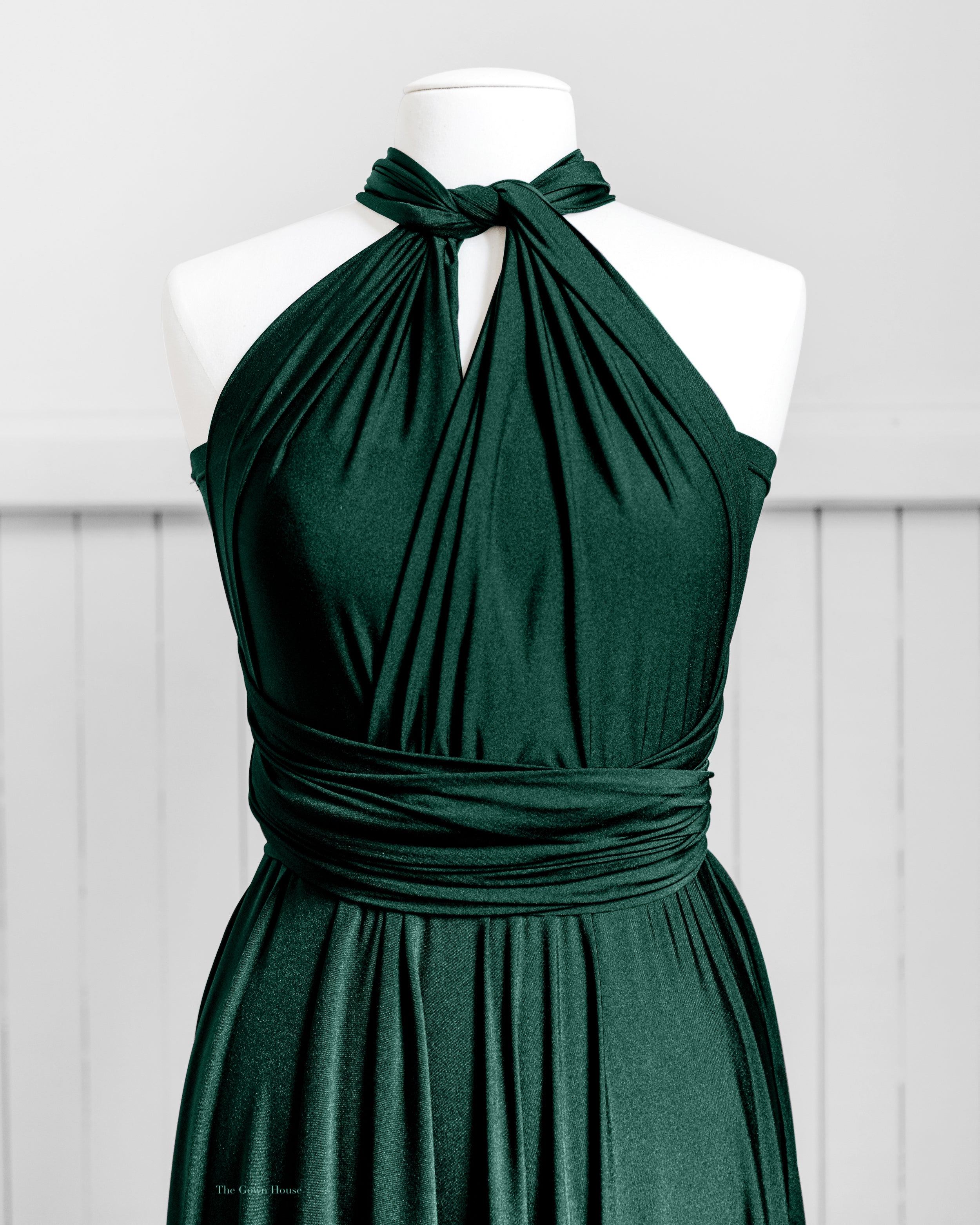 Luxe Satin Infinity Gown in Emerald COMING SOON - The Gown House