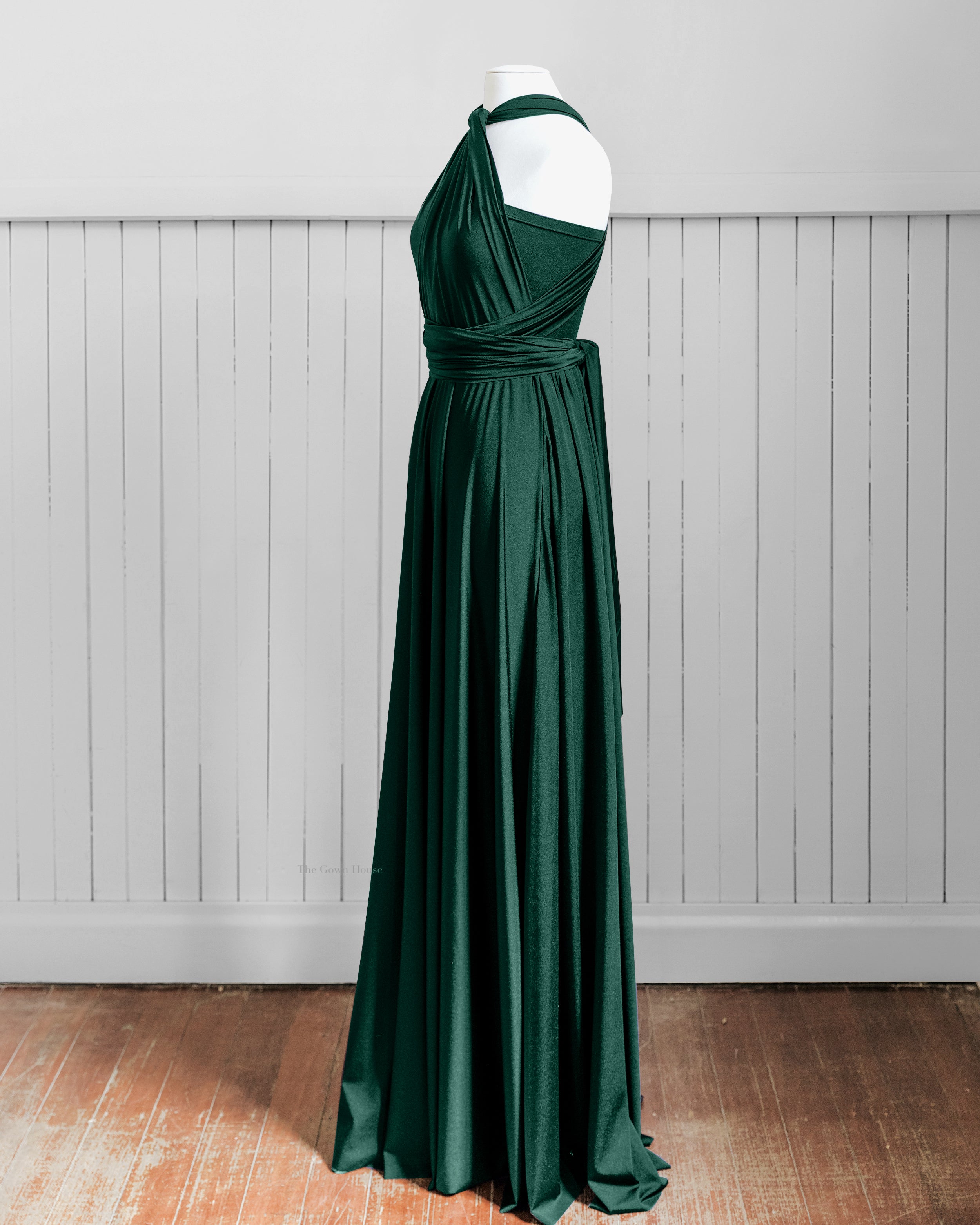 Luxe Satin Infinity Gown in Emerald COMING SOON - The Gown House