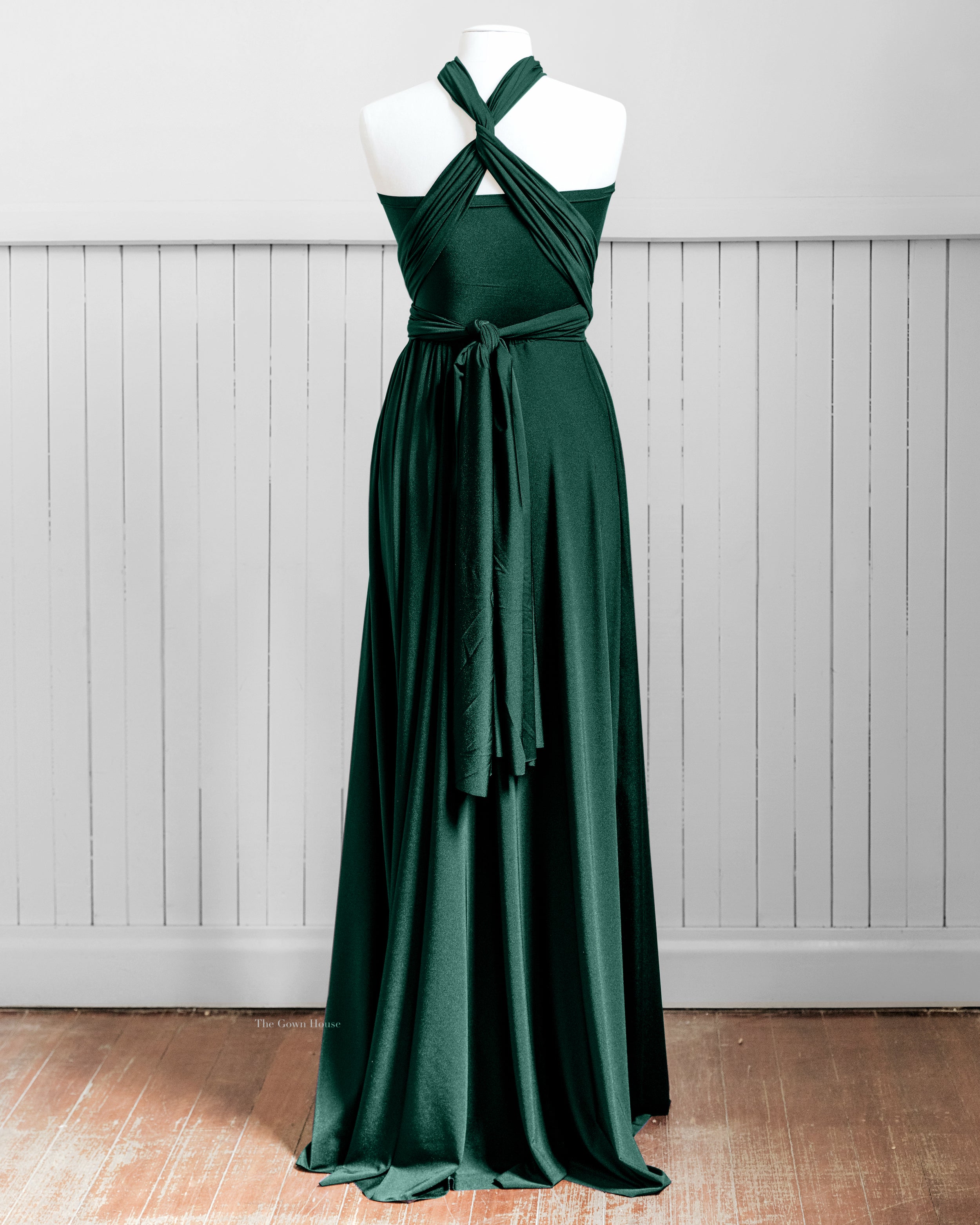 Luxe Satin Infinity Gown in Emerald COMING SOON - The Gown House