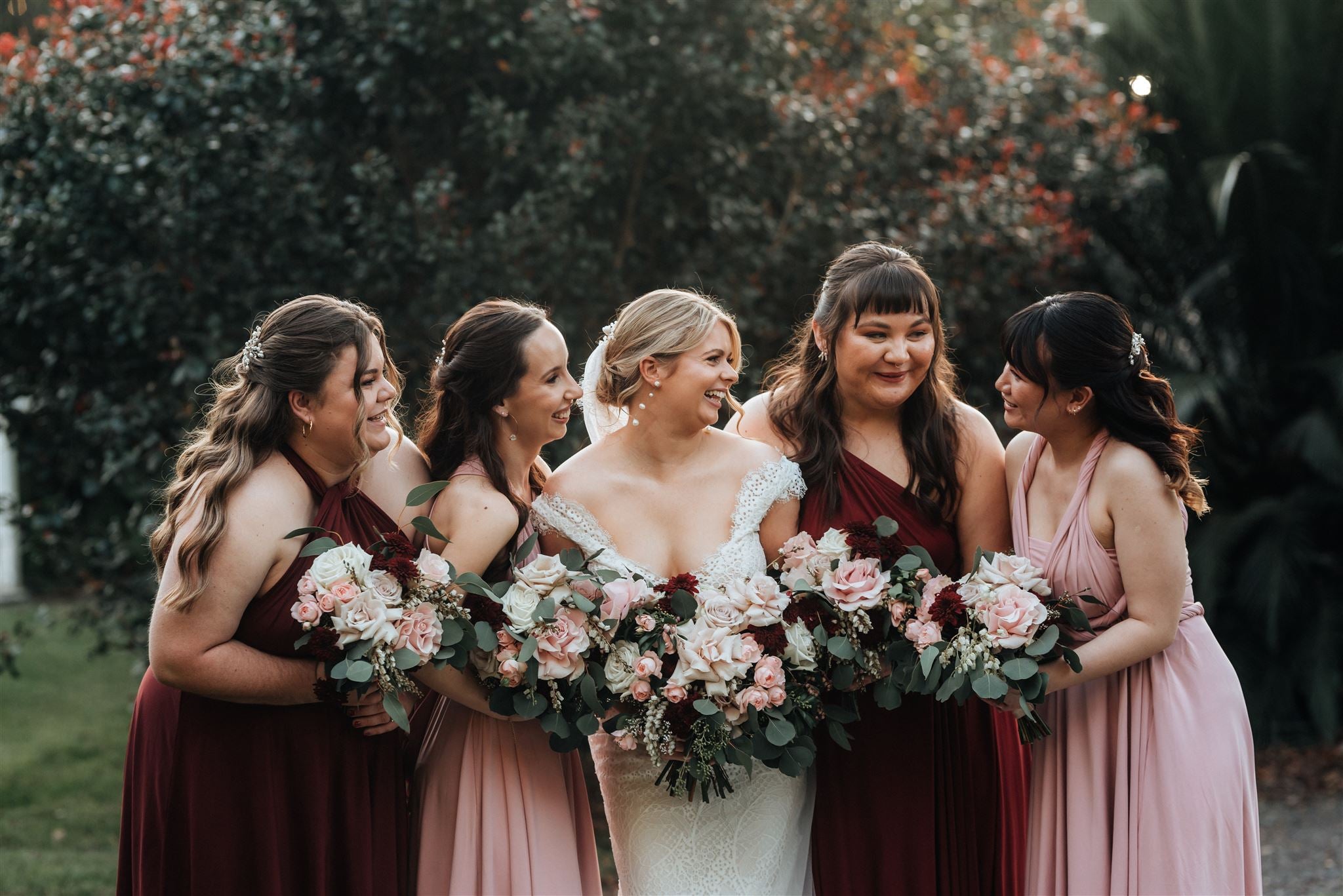 Luxe Satin Infinity Gown in Burgundy