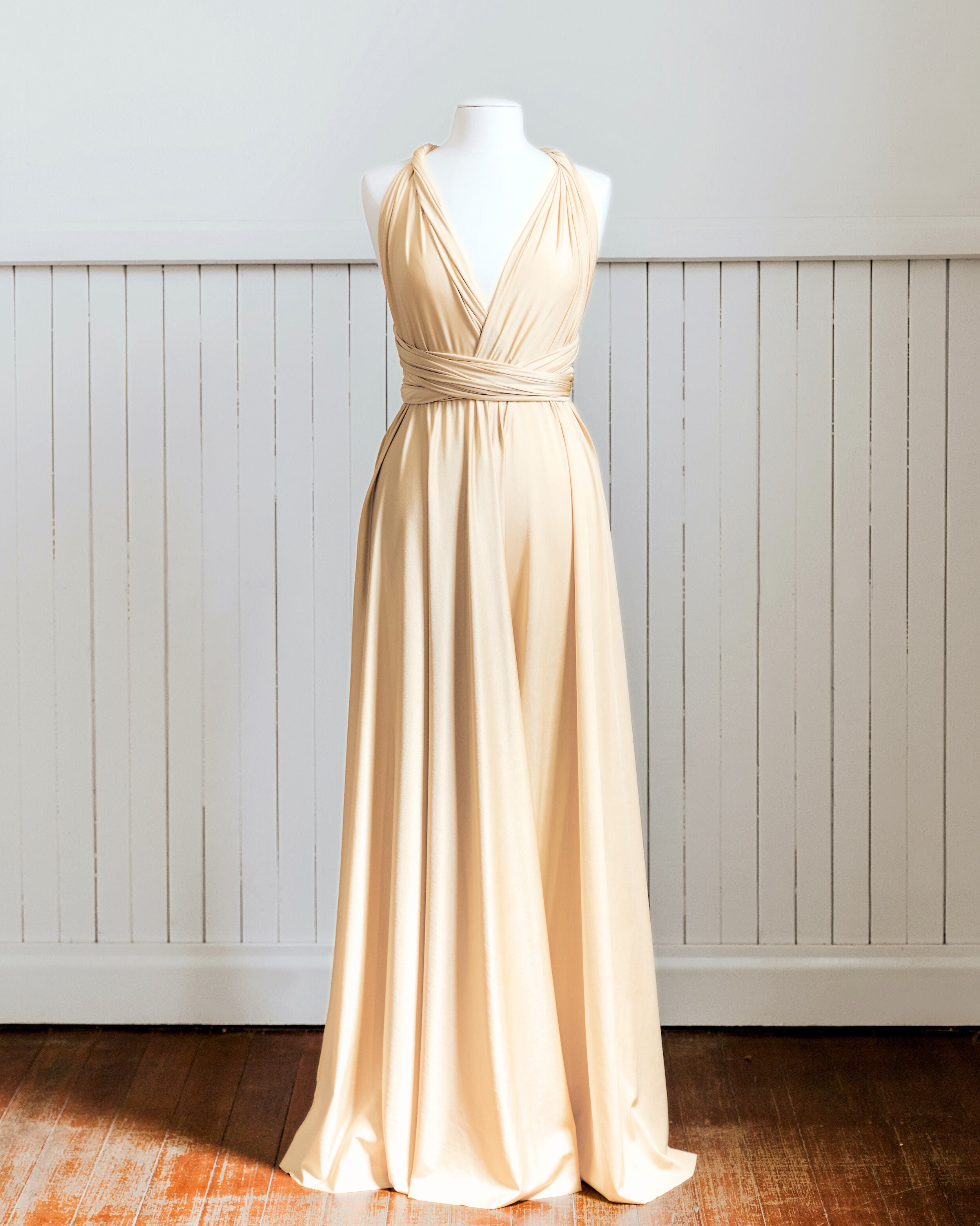 Luxe Satin Infinity Gown in Lemon - The Gown House