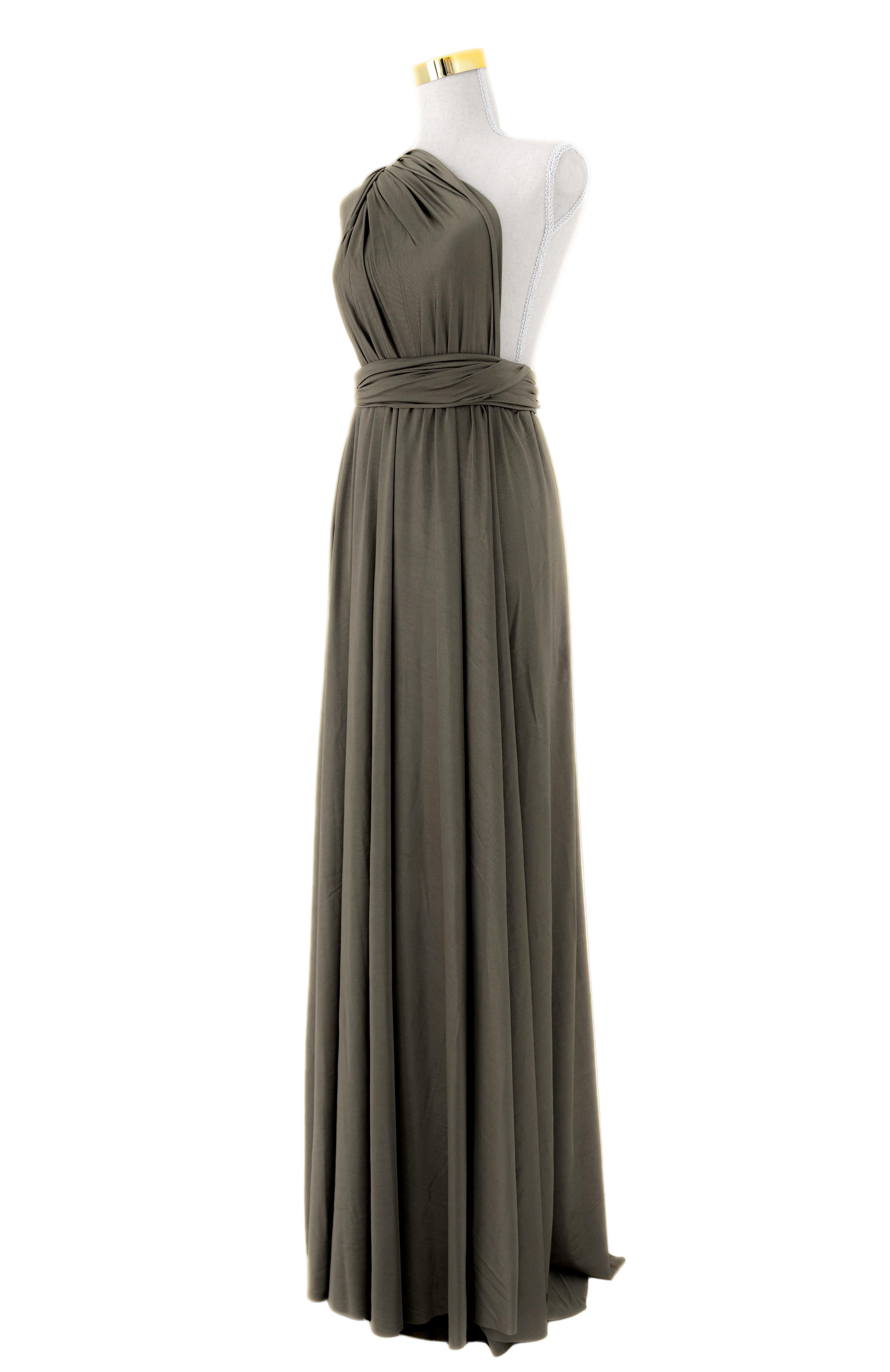 Olive Luxe Satin Infinity Gown