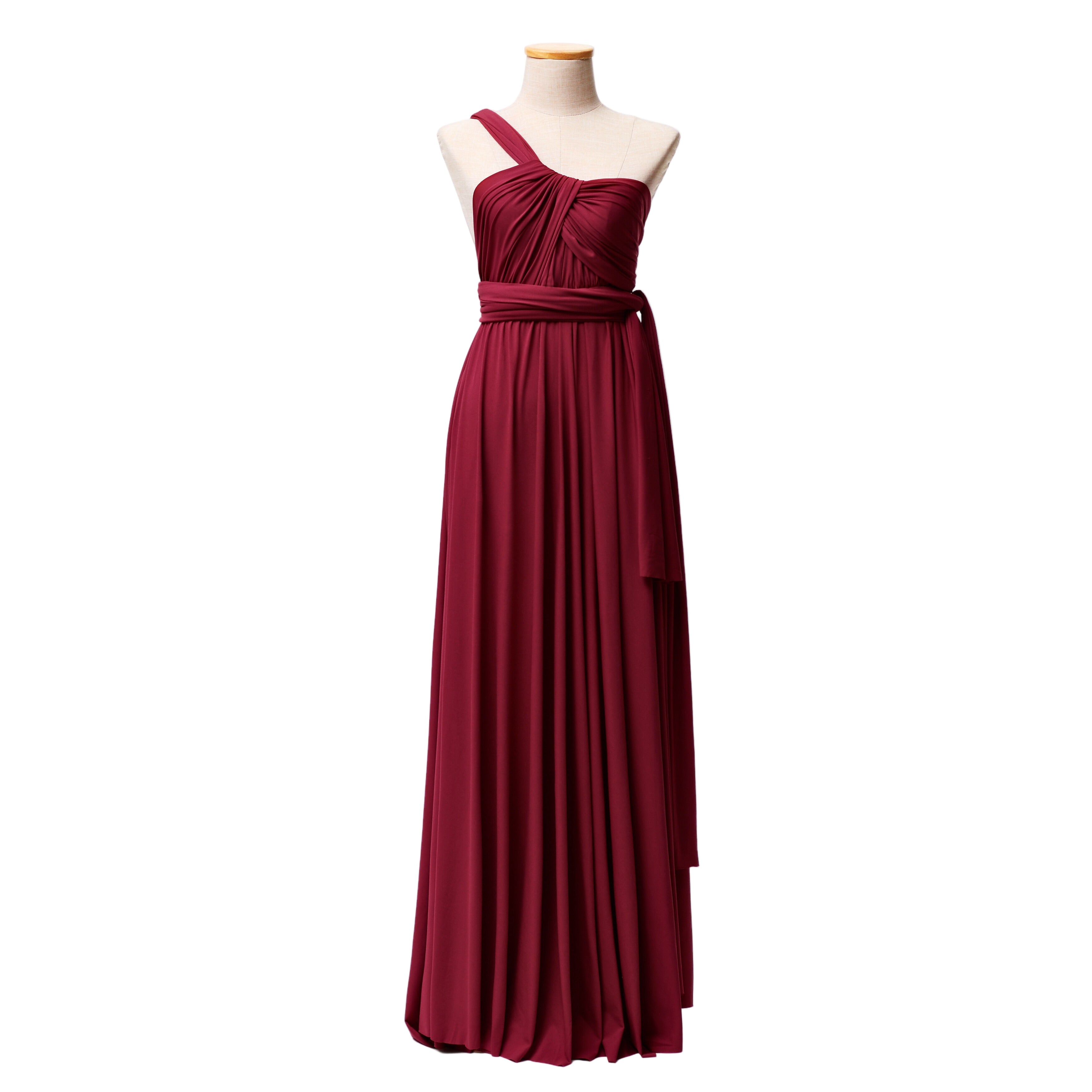 Luxe Satin Infinity Gown in Burgundy