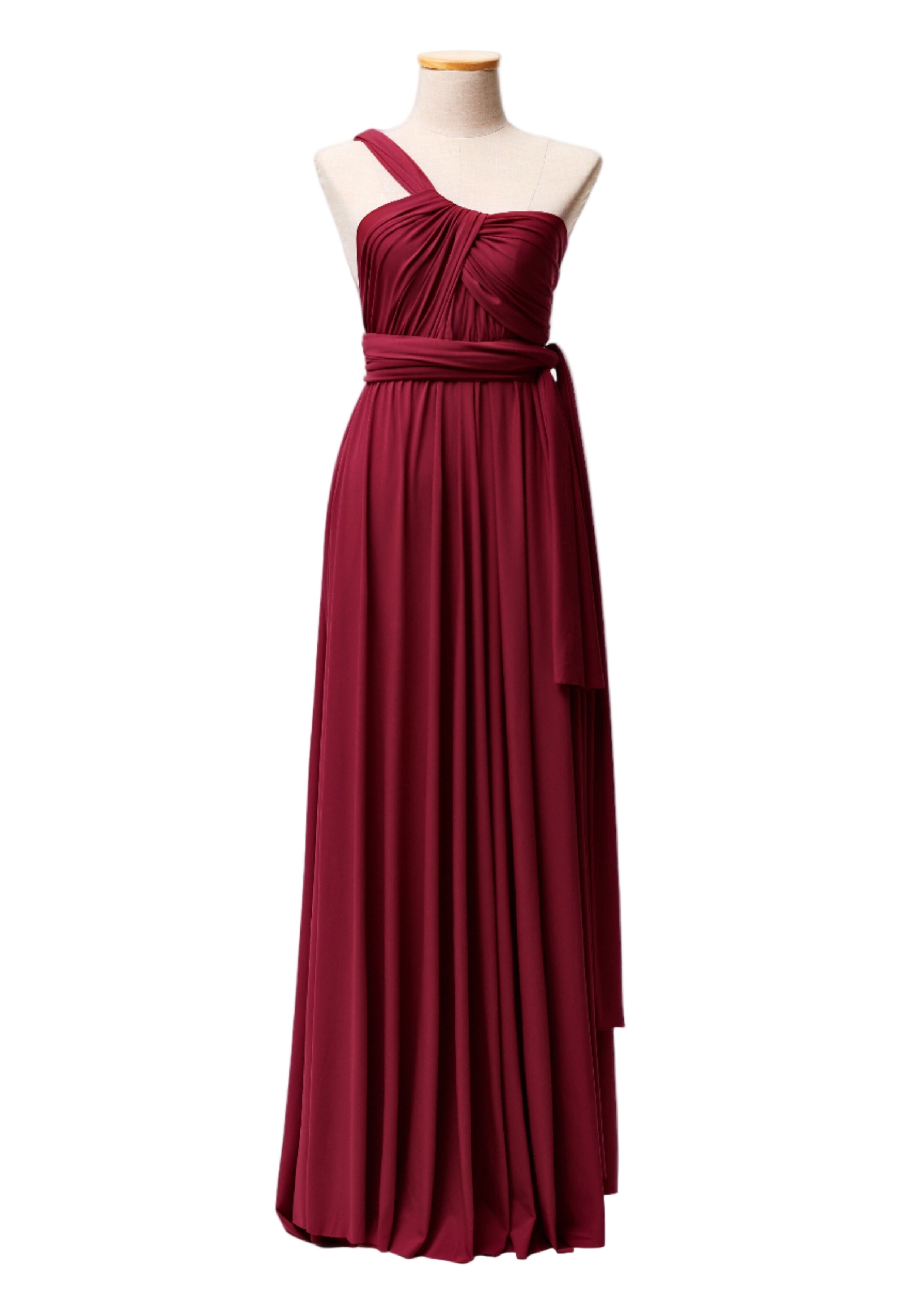 Burgundy Luxe Satin Infinity Gown - The Gown House