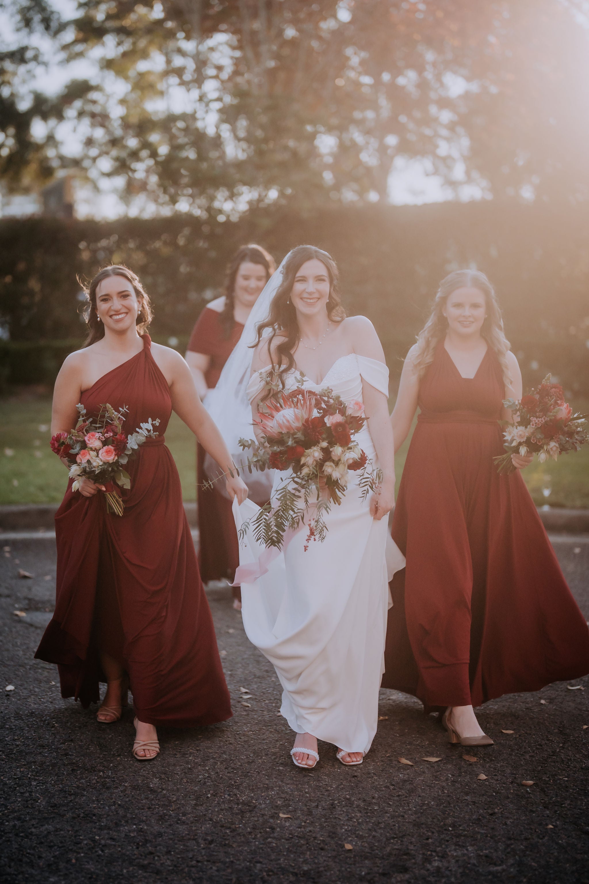 Burgundy Luxe Satin Infinity Gown - The Gown House