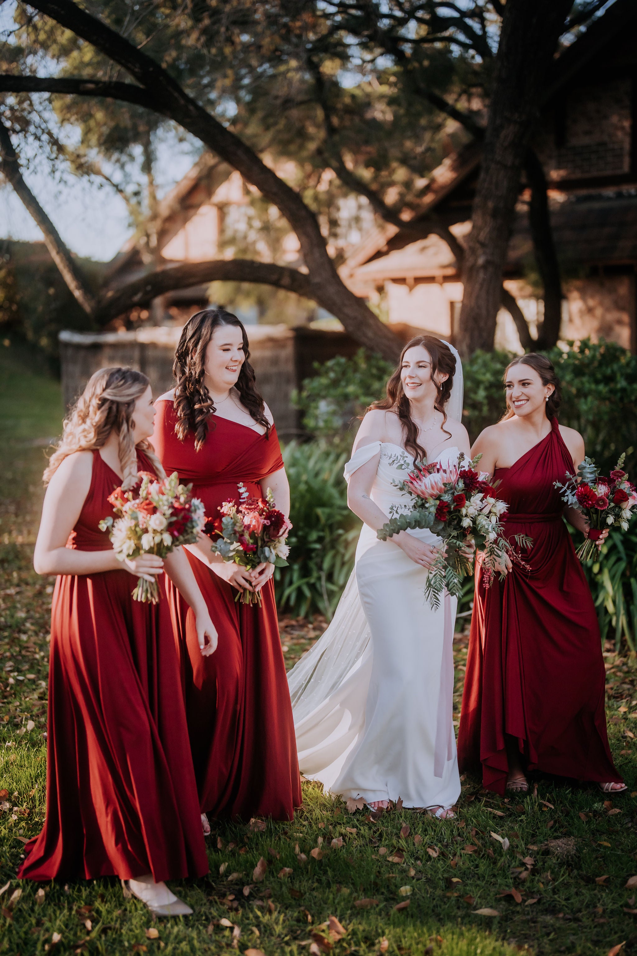 Burgundy Luxe Satin Infinity Gown - The Gown House