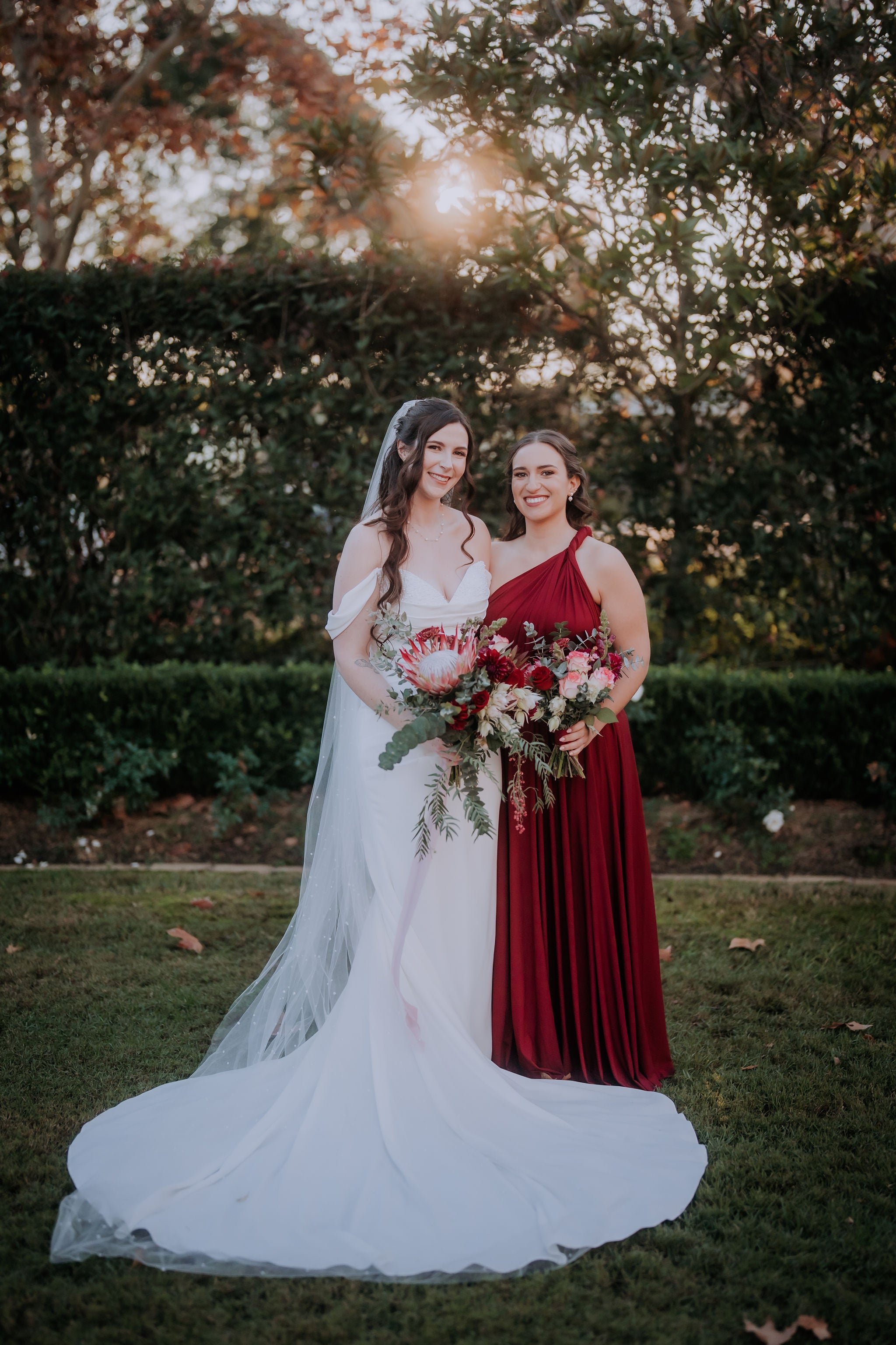 Burgundy Luxe Satin Infinity Gown - The Gown House