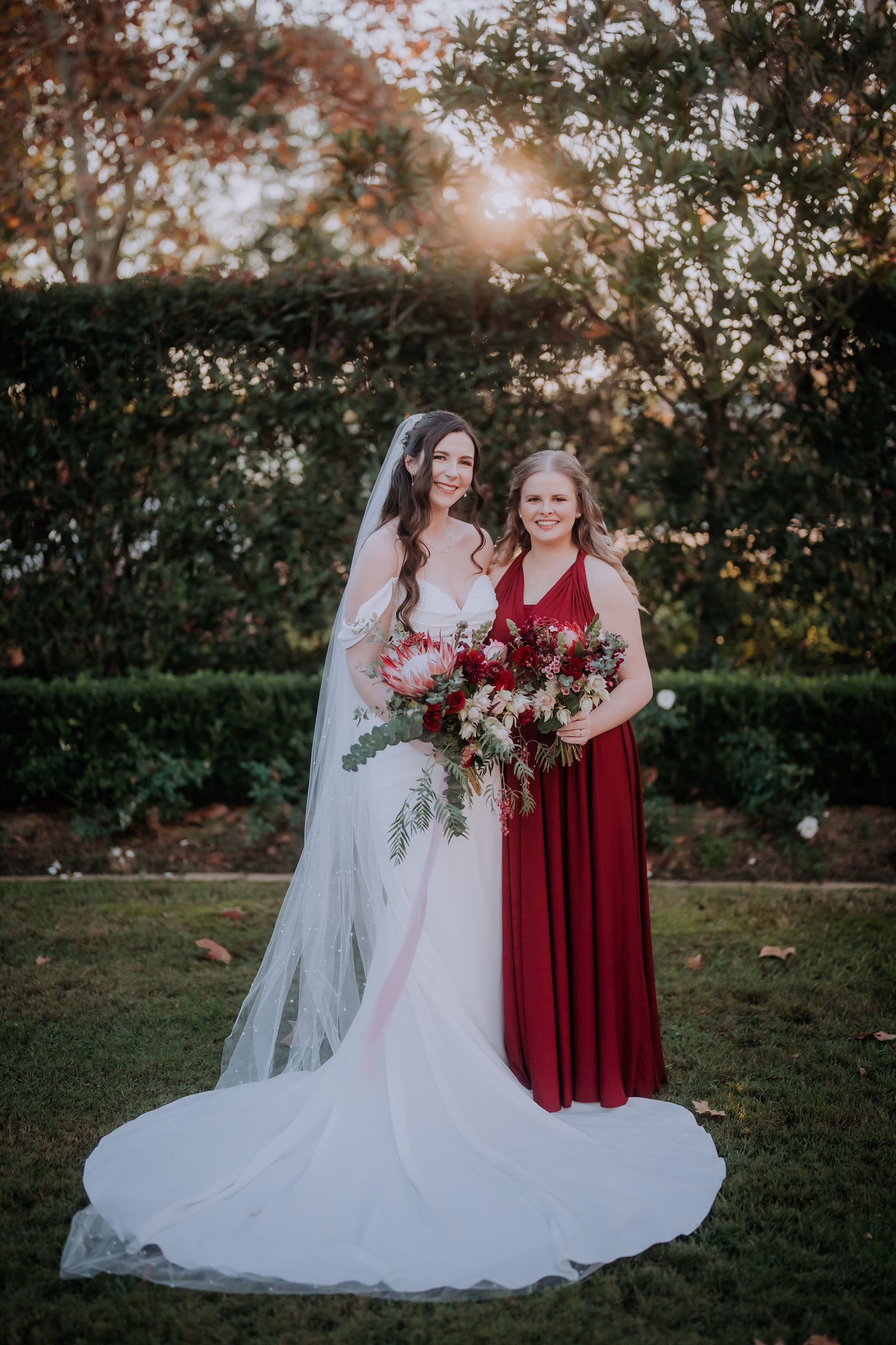 Burgundy Luxe Satin Infinity Gown - The Gown House