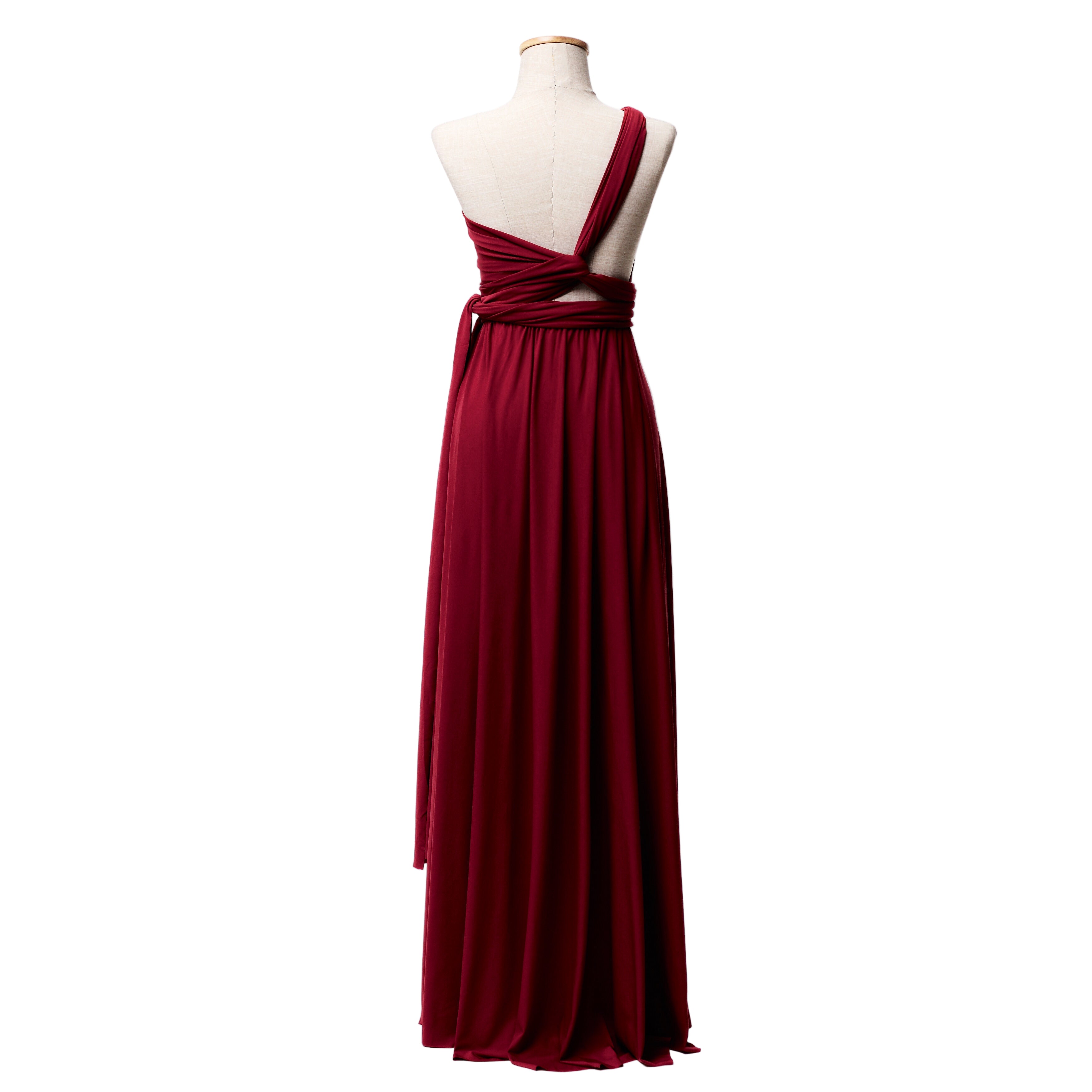 Luxe Satin Infinity Gown in Burgundy
