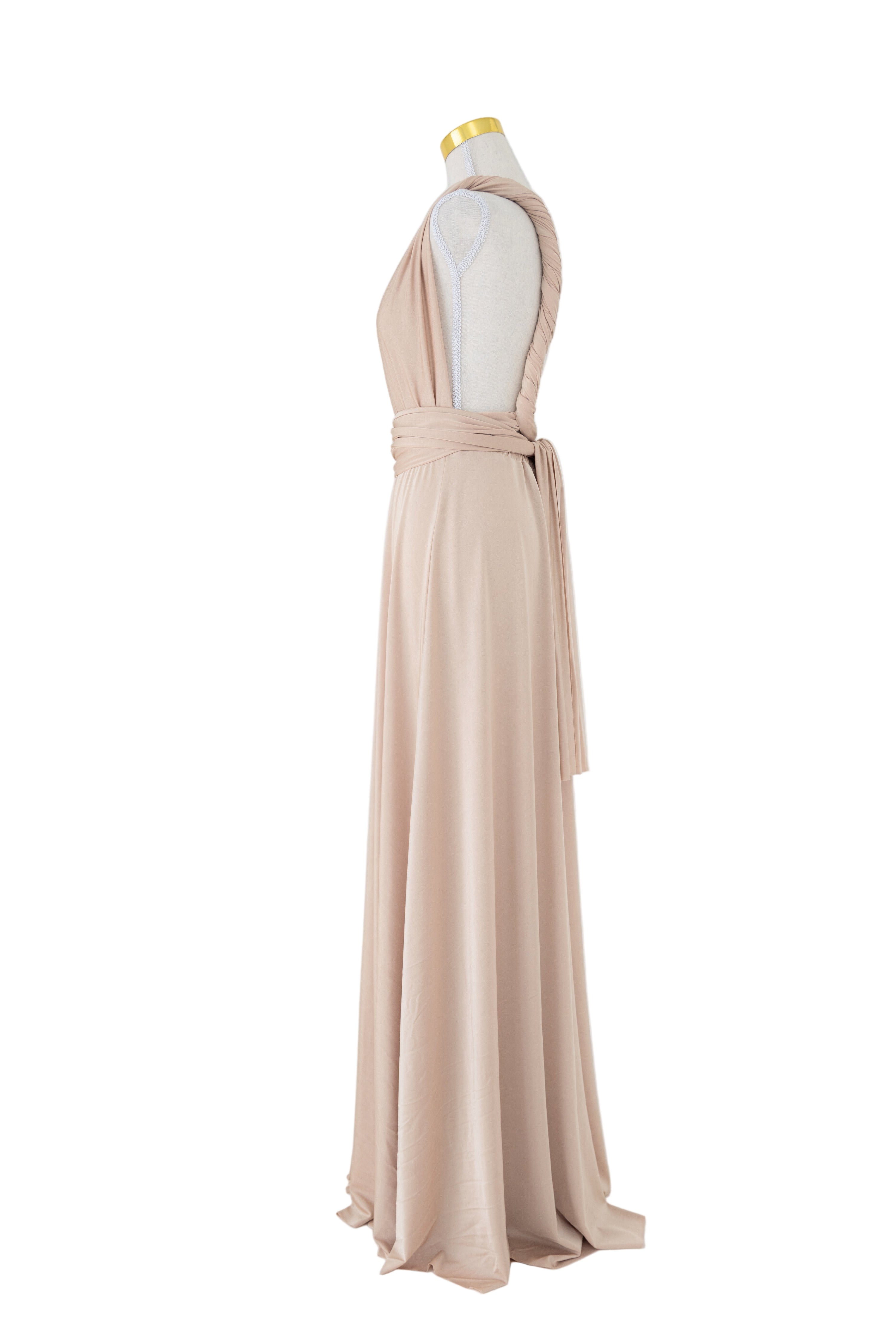 Luxe Satin Infinity Gown in Champagne