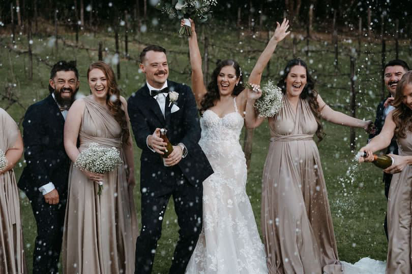 Luxe Satin Infinity Gown in Champagne
