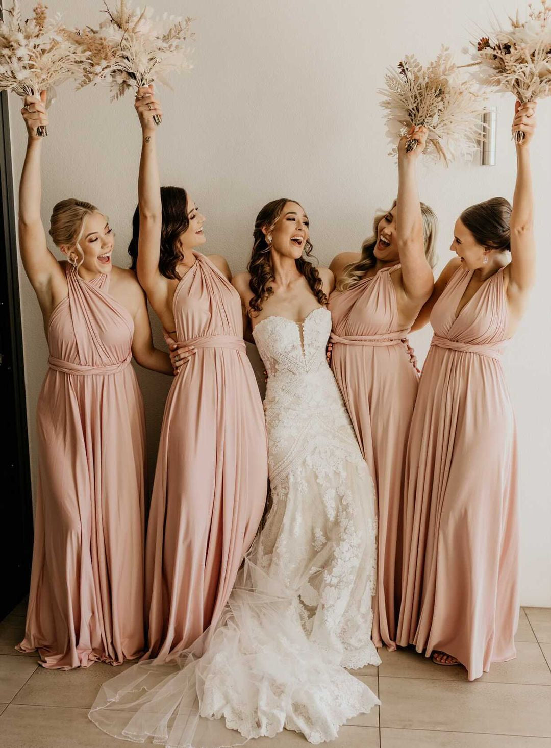 Infinity Multiway Bridesmaid Dresses Australia Blush Pink Luxe Satin Infinity Gown