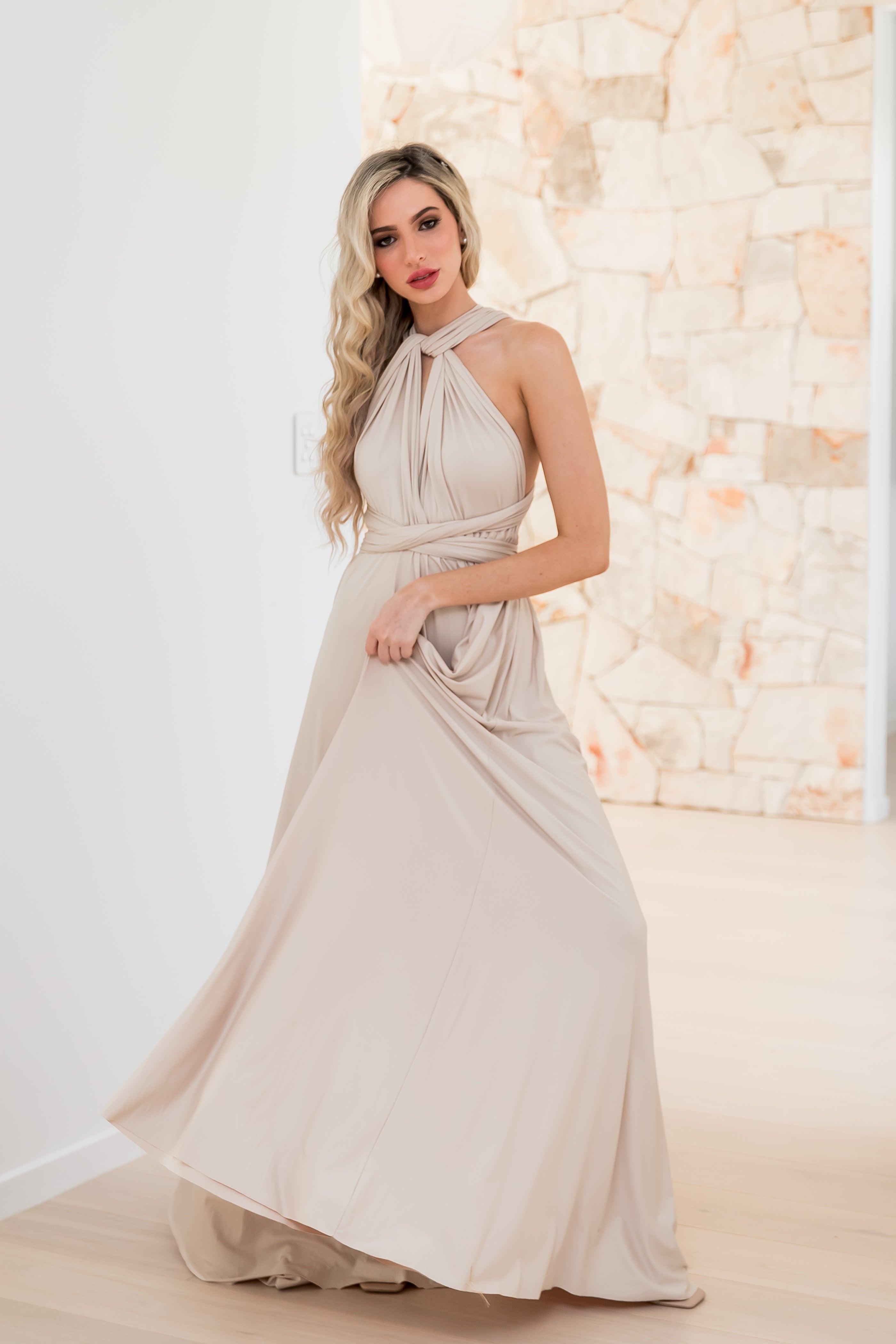 Champagne Classic Infinity Gown PRE ORDER