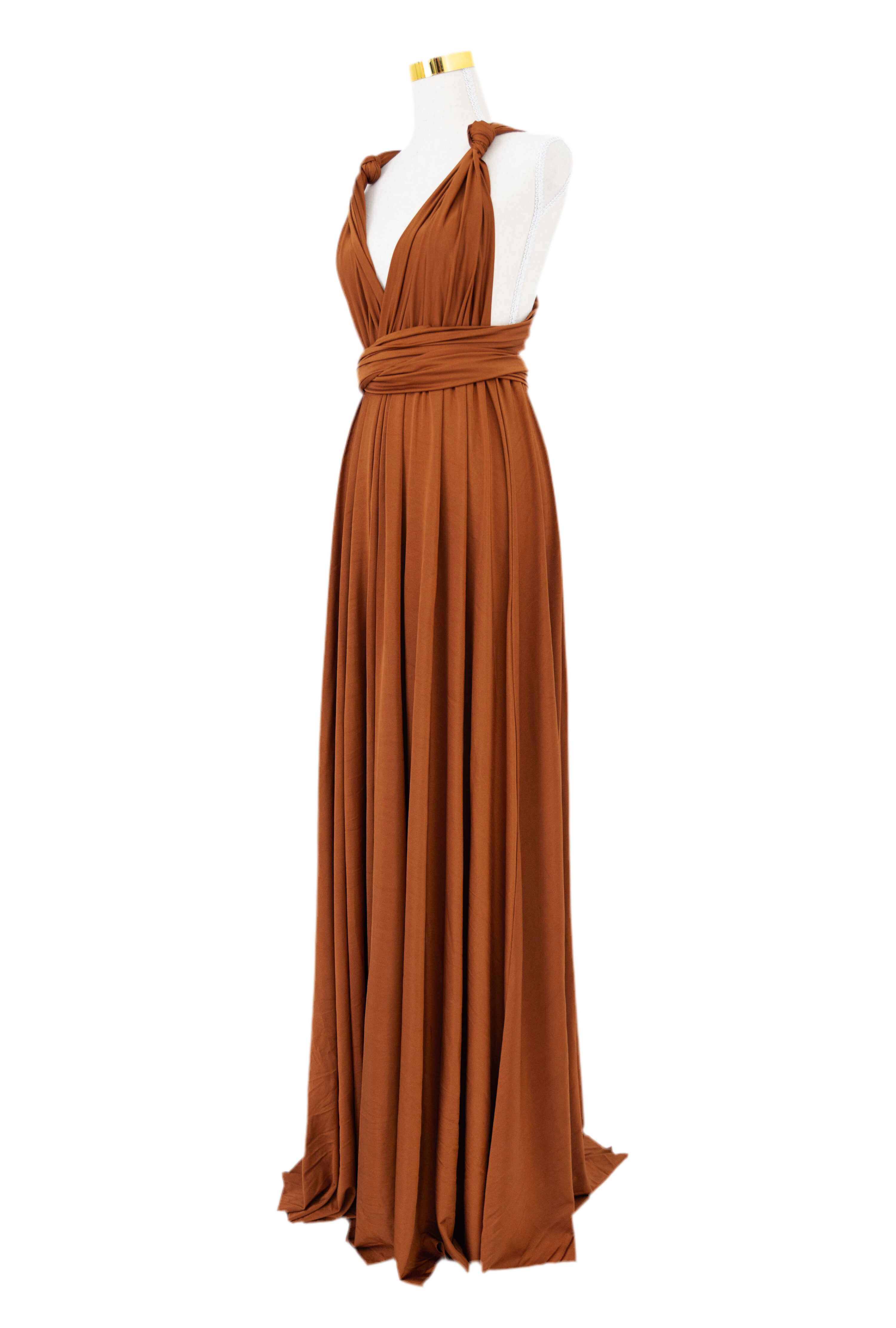 Luxe Satin Infinity Gown in Rust