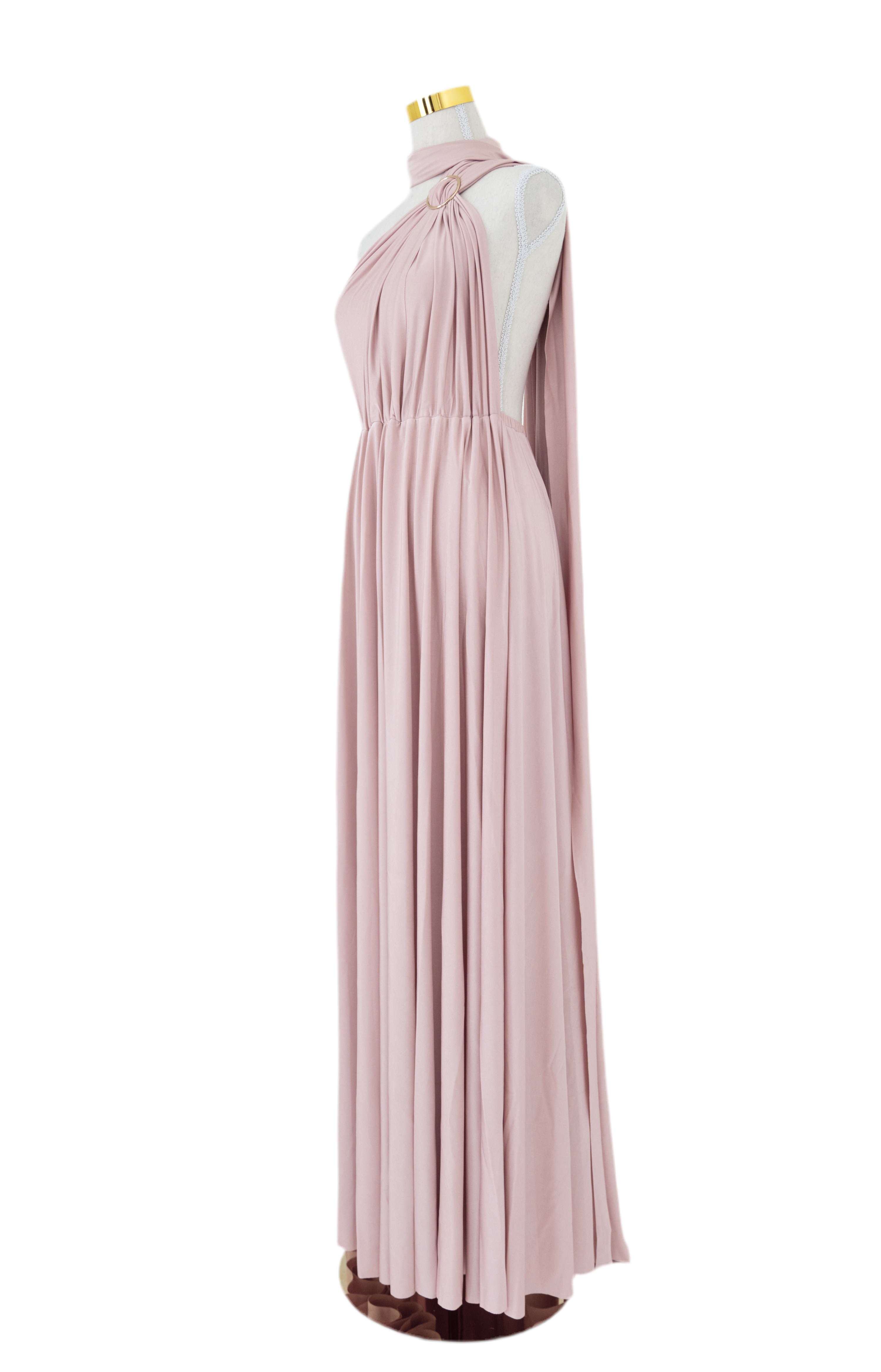Luxe Satin Infinity Gown in Blush Pink