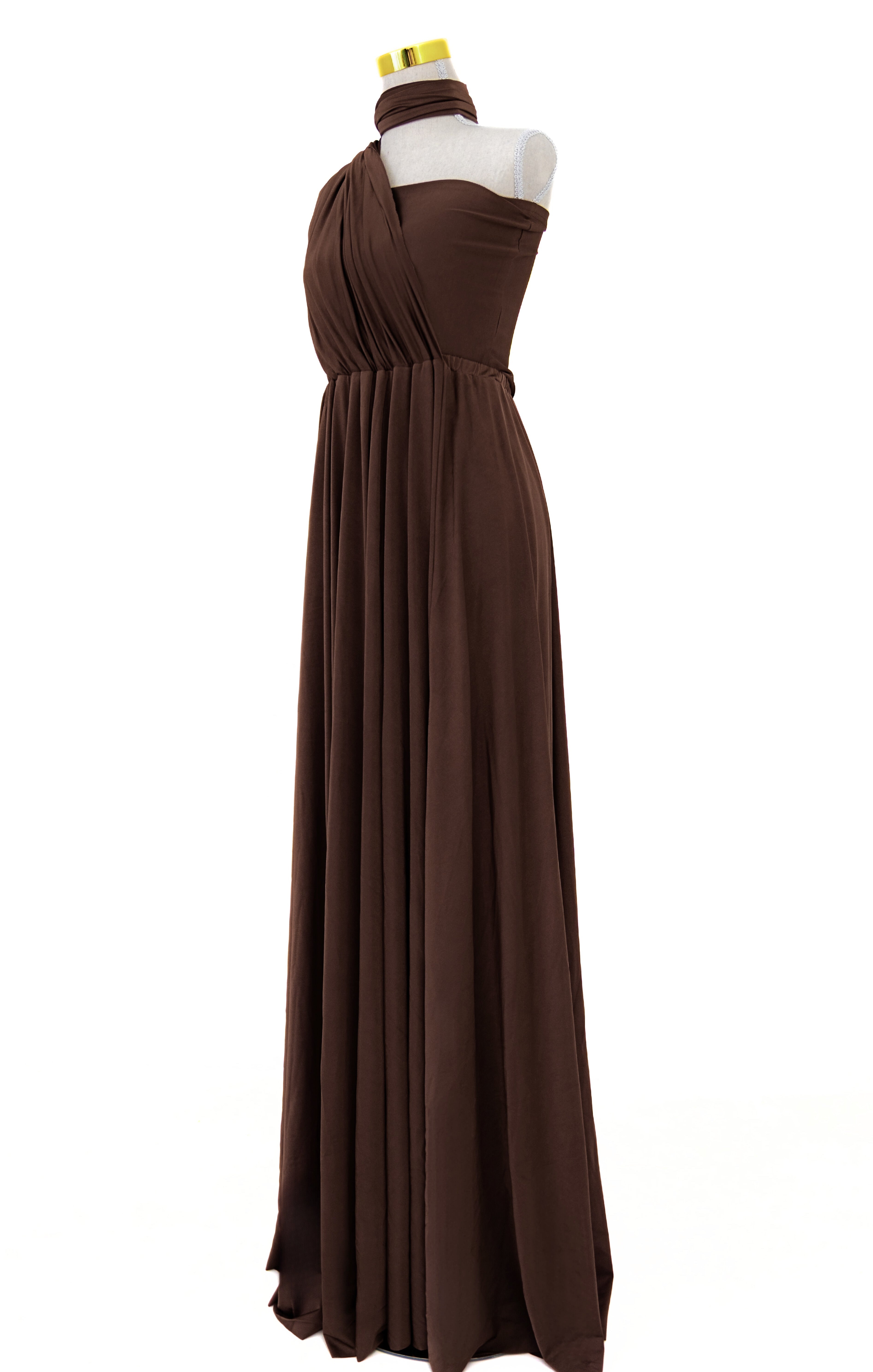 Chocolate Luxe Satin Infinity Gown