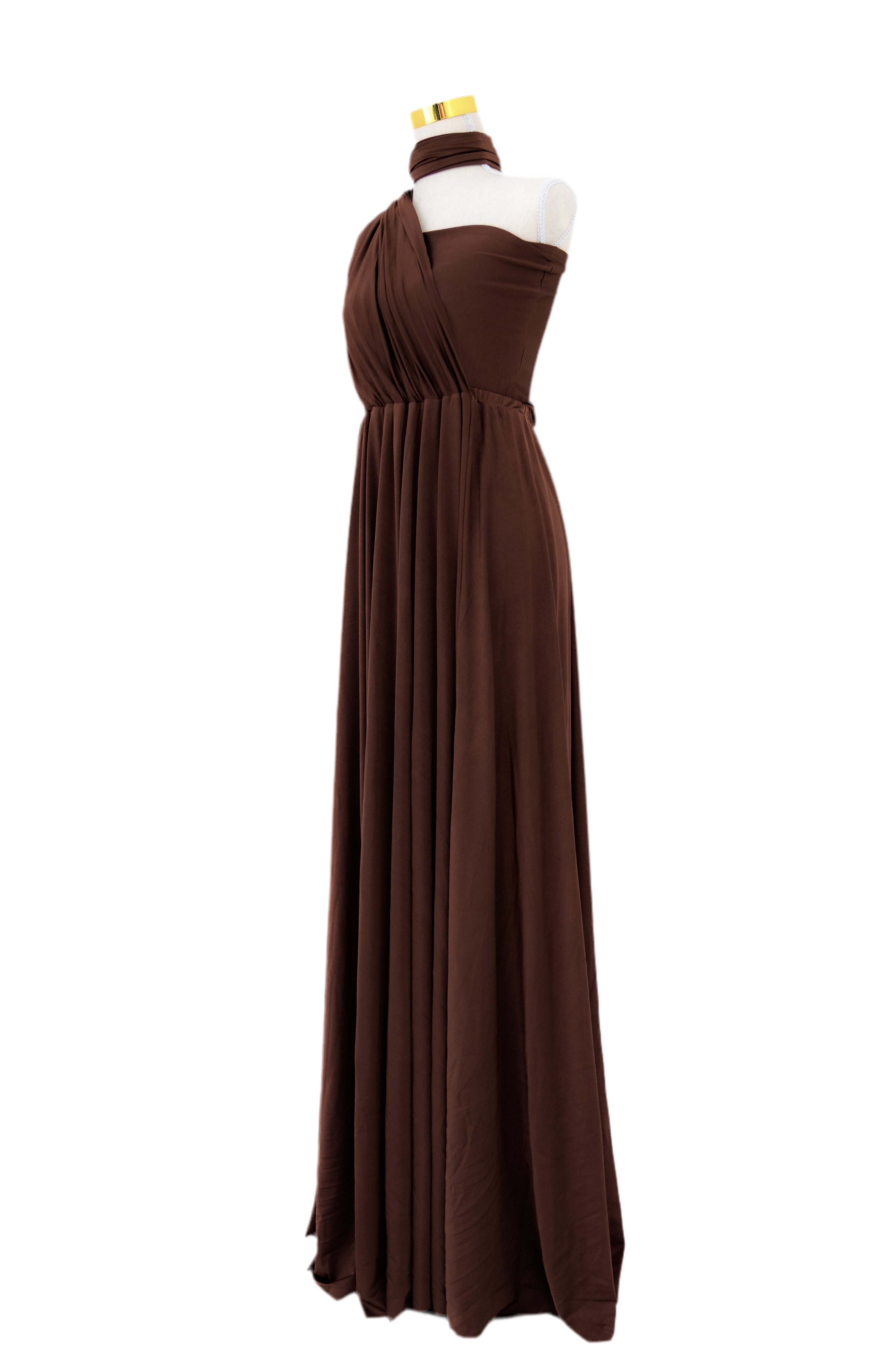 Luxe Satin Infinity Gown in Chocolate