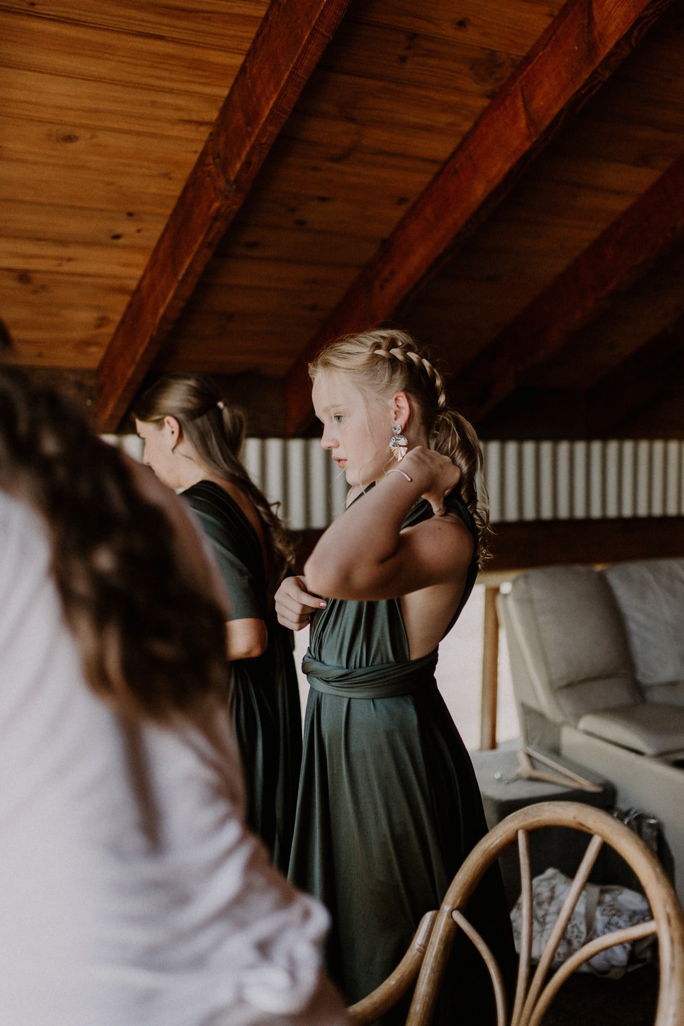 Olive Luxe Satin Infinity Gown - The Gown House 